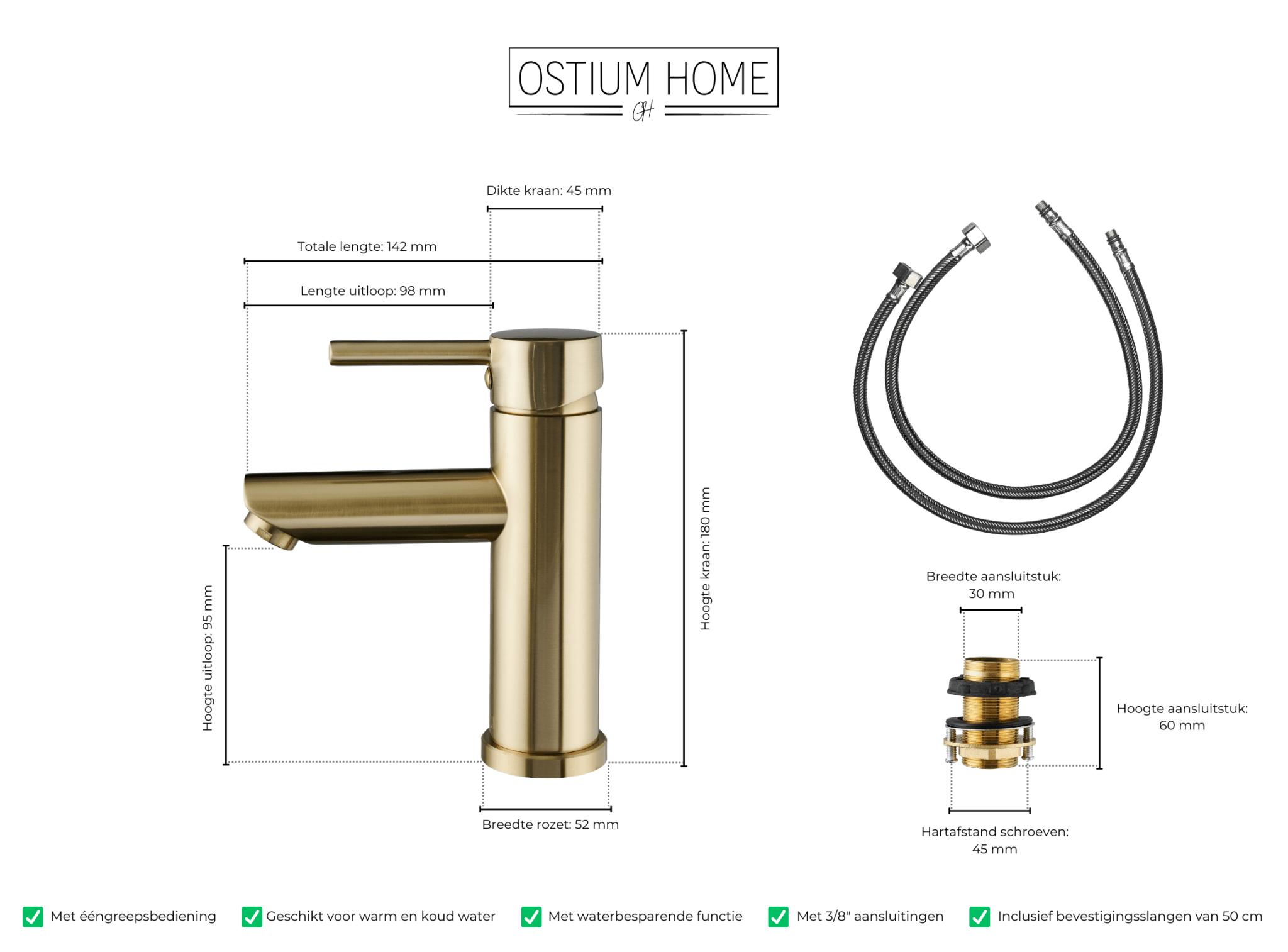 Atranti - Robinet de lavabo Or - Chaud/Froid