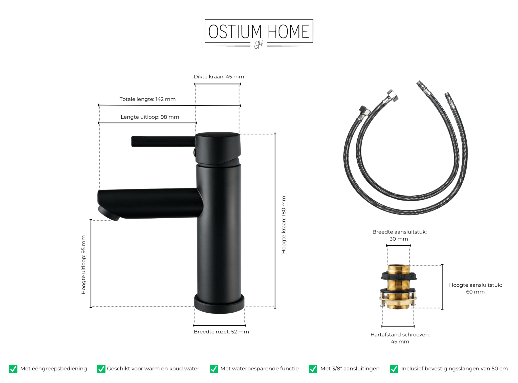 Atranti - Robinet de lavabo noir - Chaud/Froid