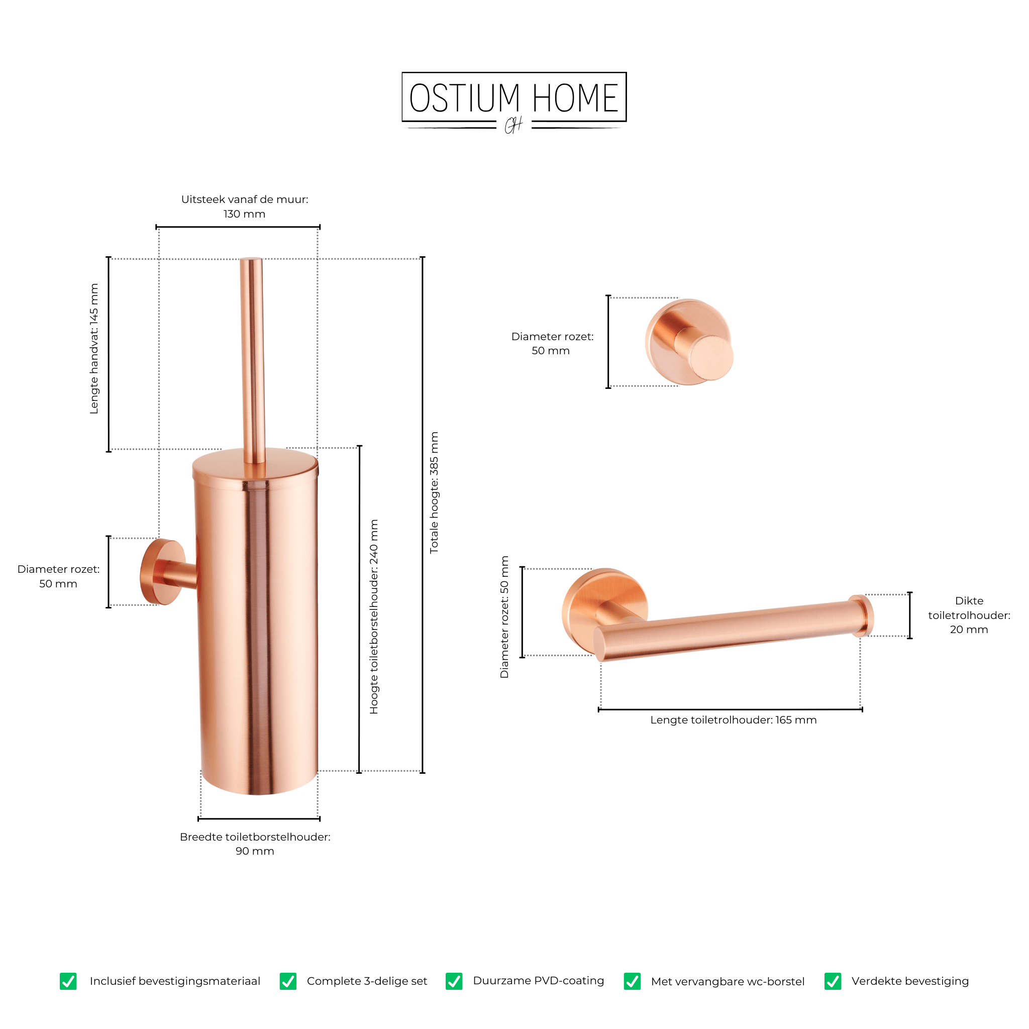 Stanio - Toilettenset Matt Kupfer - 3-teilig
