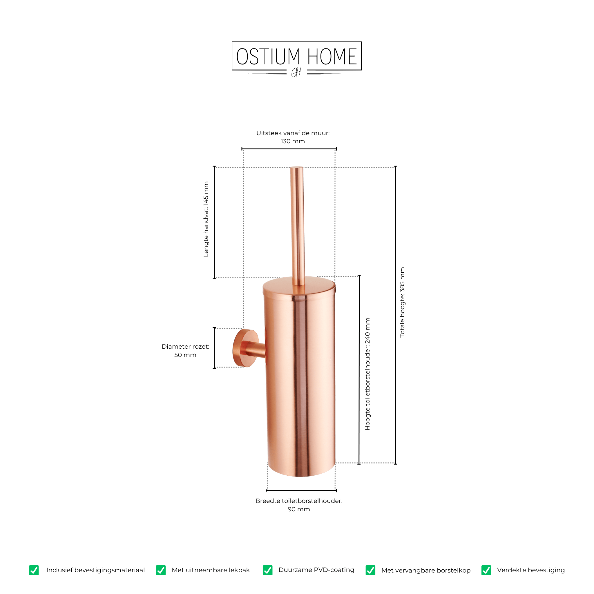 Brosse de toilette - cuivre mat