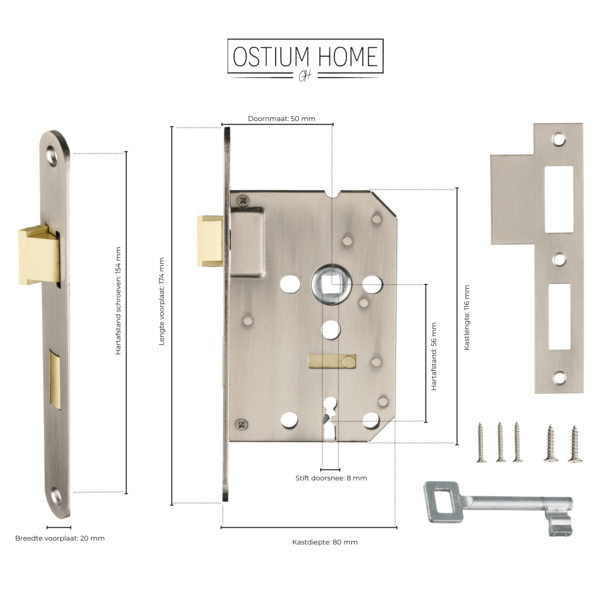 Serrure de piano en acier inoxydable - Serrure à boucle avec trou de clé - SL56 mm