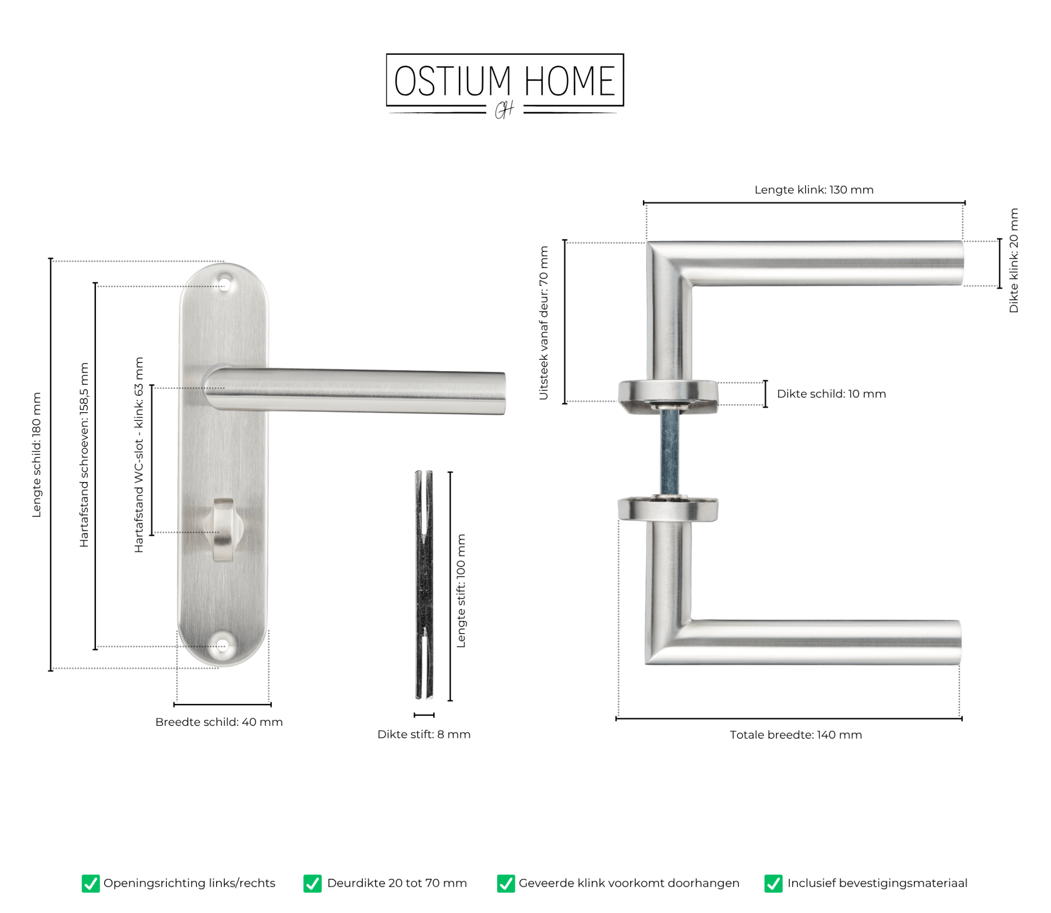 Rondo - WC-Slot RVS - Kort Rond Schild