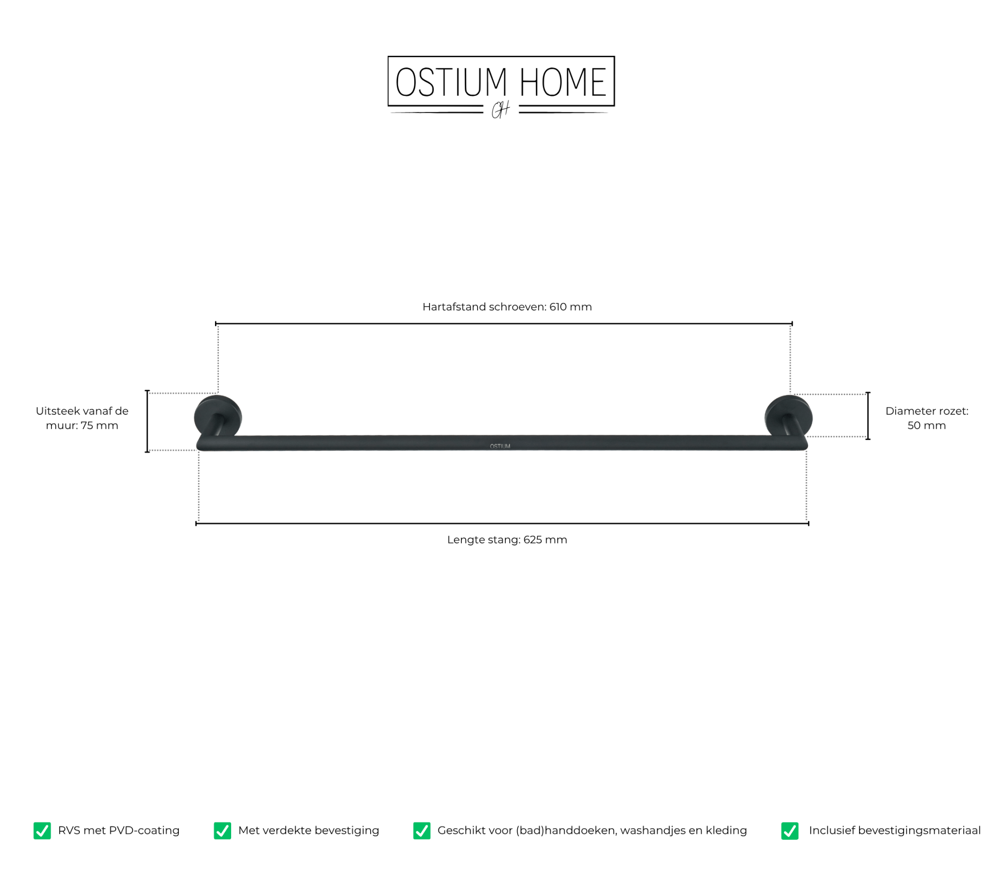 Stelo - Barre porte-serviettes - Noir mat