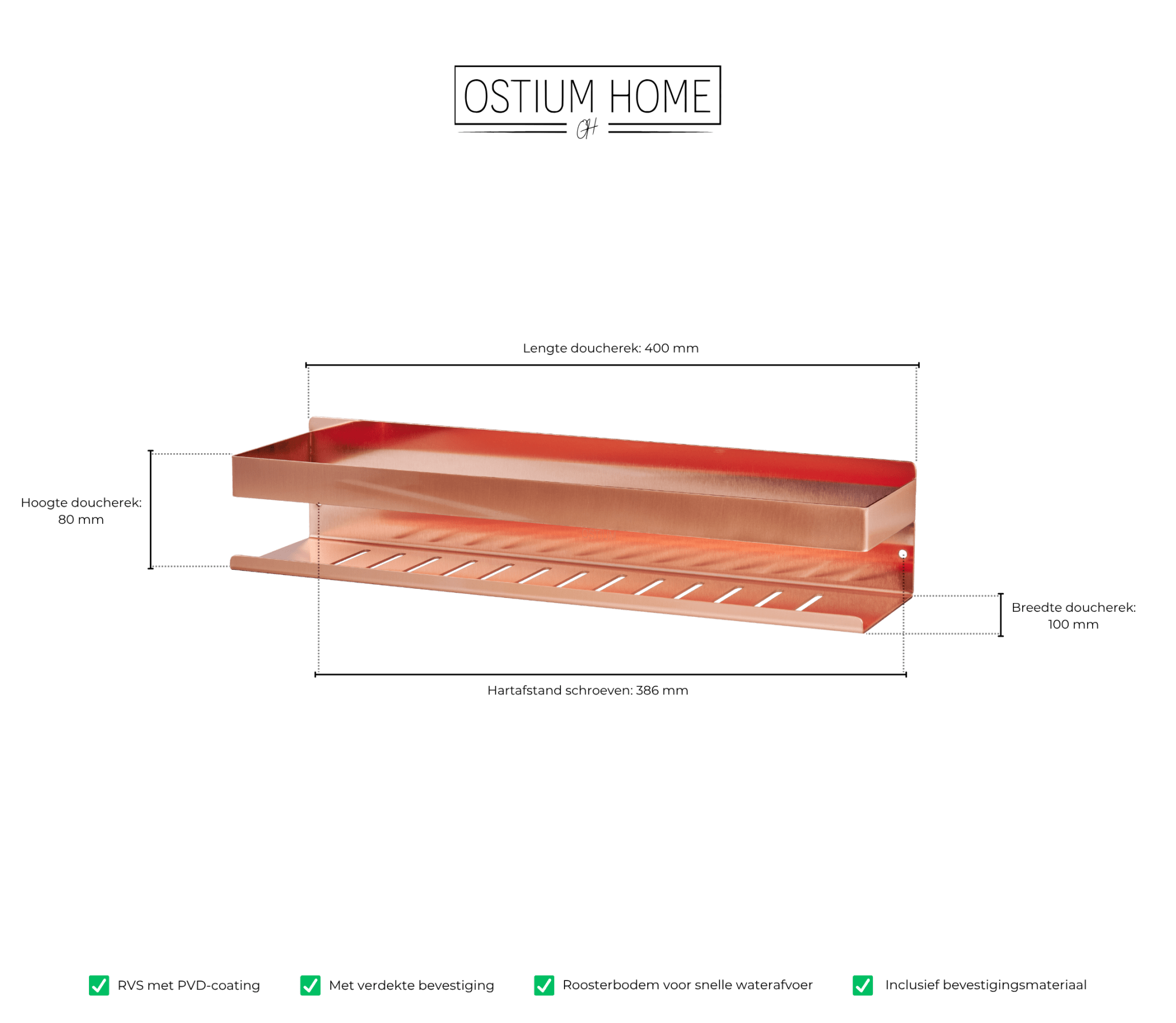 Tavolo - Étagère de douche - Cuivre mat