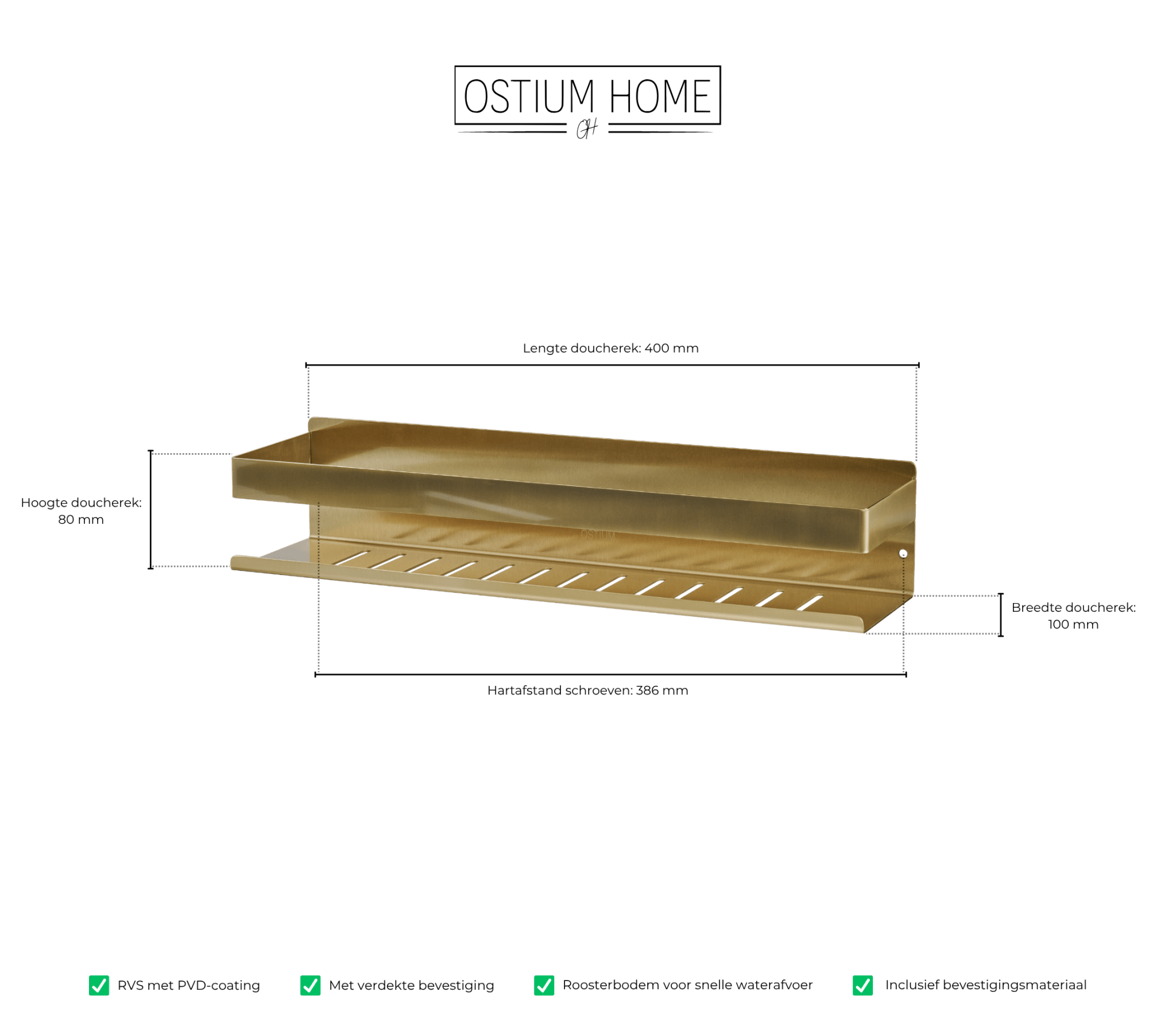 Tavolo - Étagère de douche - Or mat