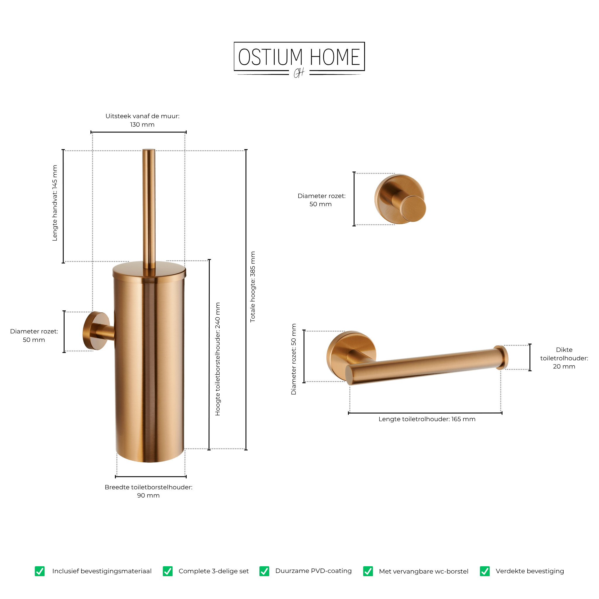 Stanio - Toiletten-Set Bronze - 3-teilig