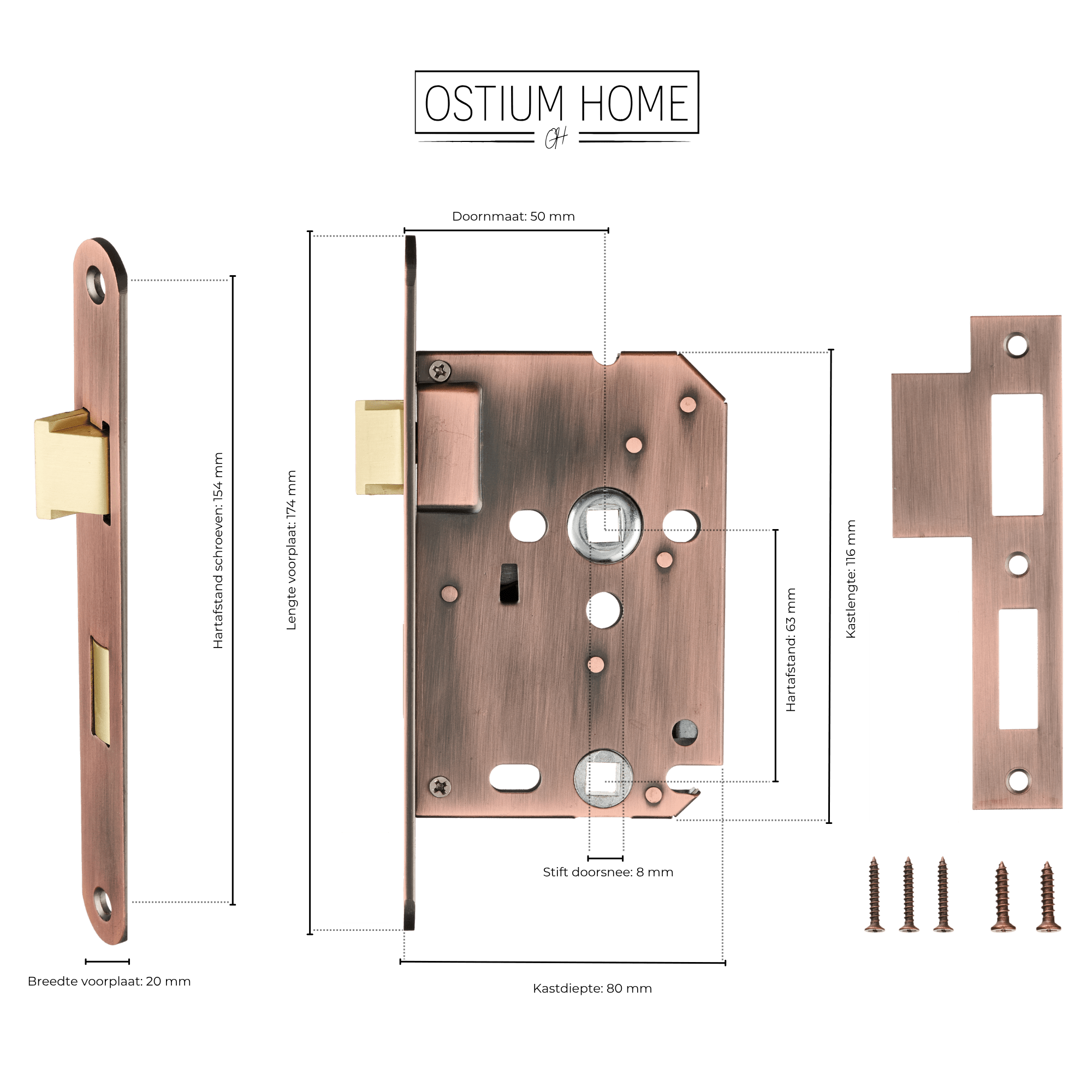 Koper WC Insteekslot - Loopslot - 63 mm