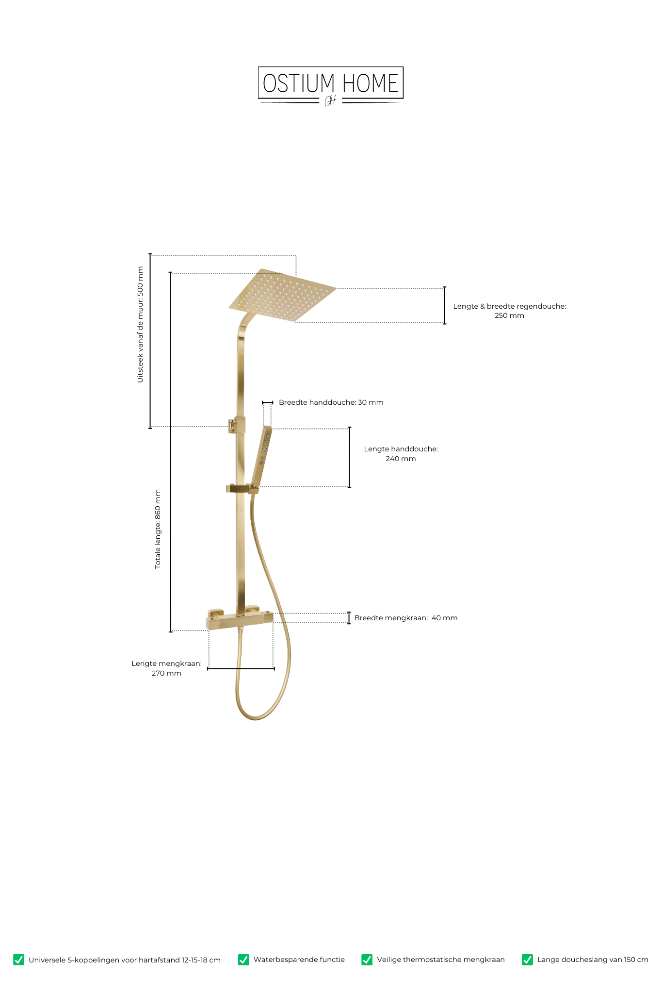 Voltri - Gouden Douche - vierkant