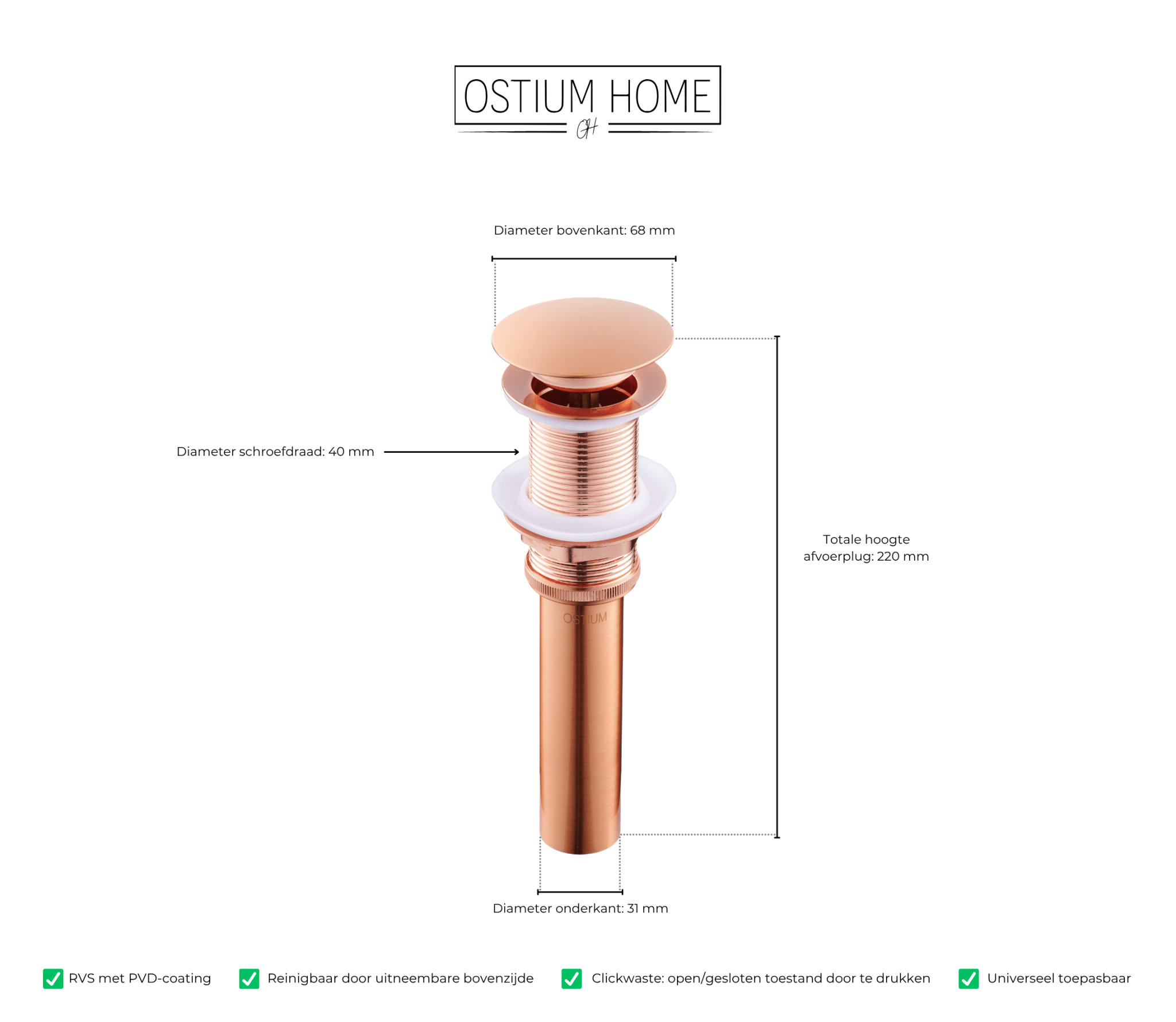 Fluezza - Afvoerplug - Mat Koper