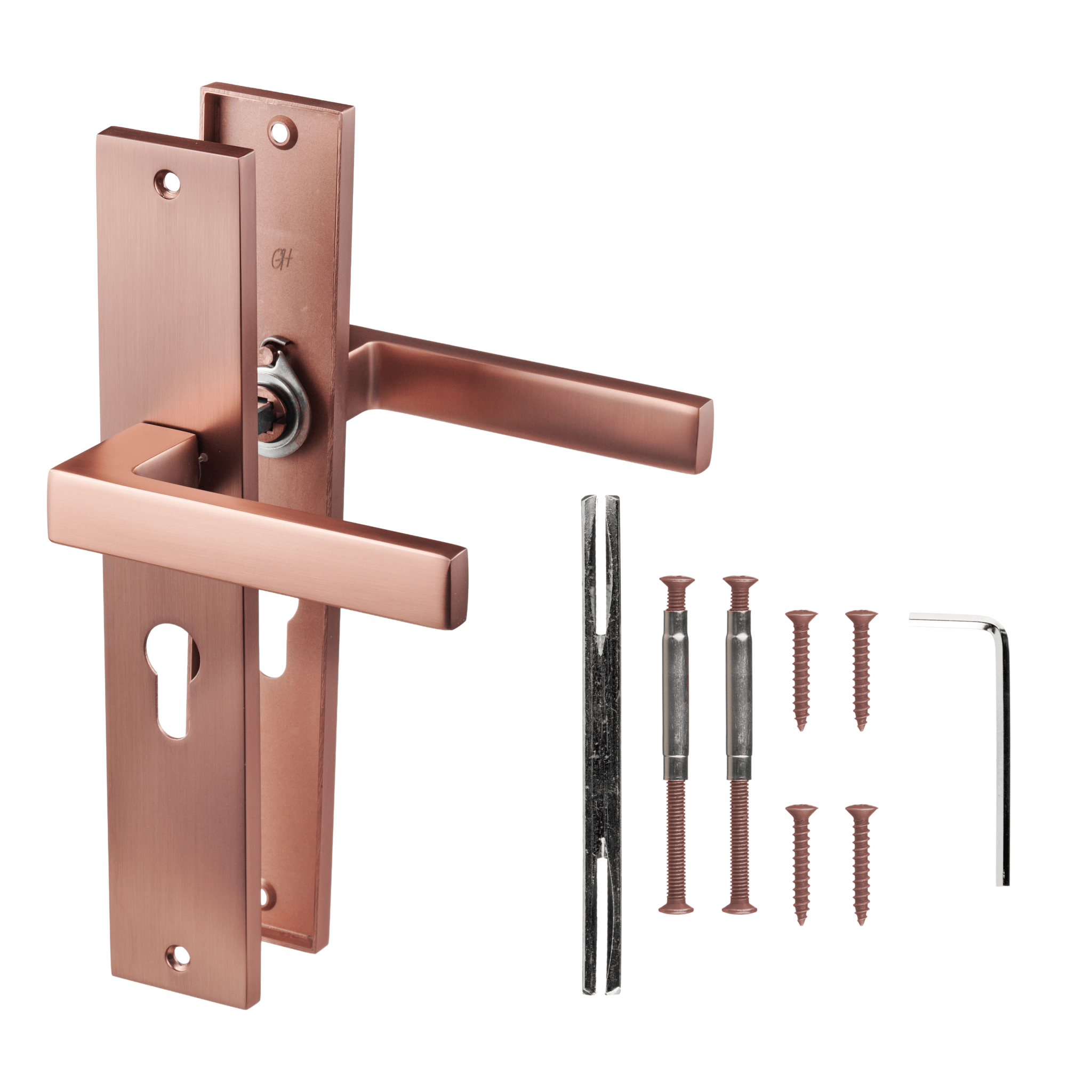 Collodi - Koper Deurbeslag - Cilindergat - Recht Lang Schild - PC 55mm