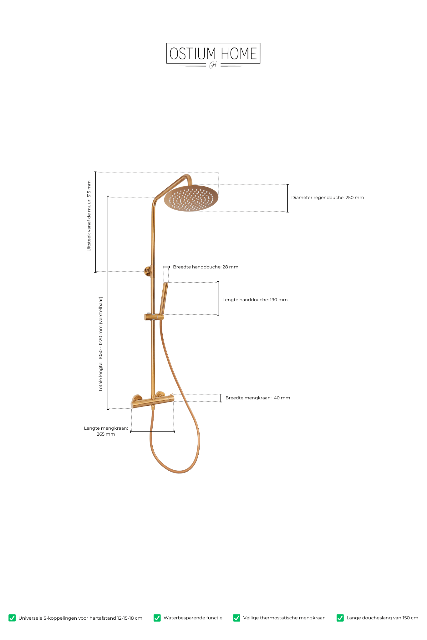 Novi - Douche en bronze - Ronde