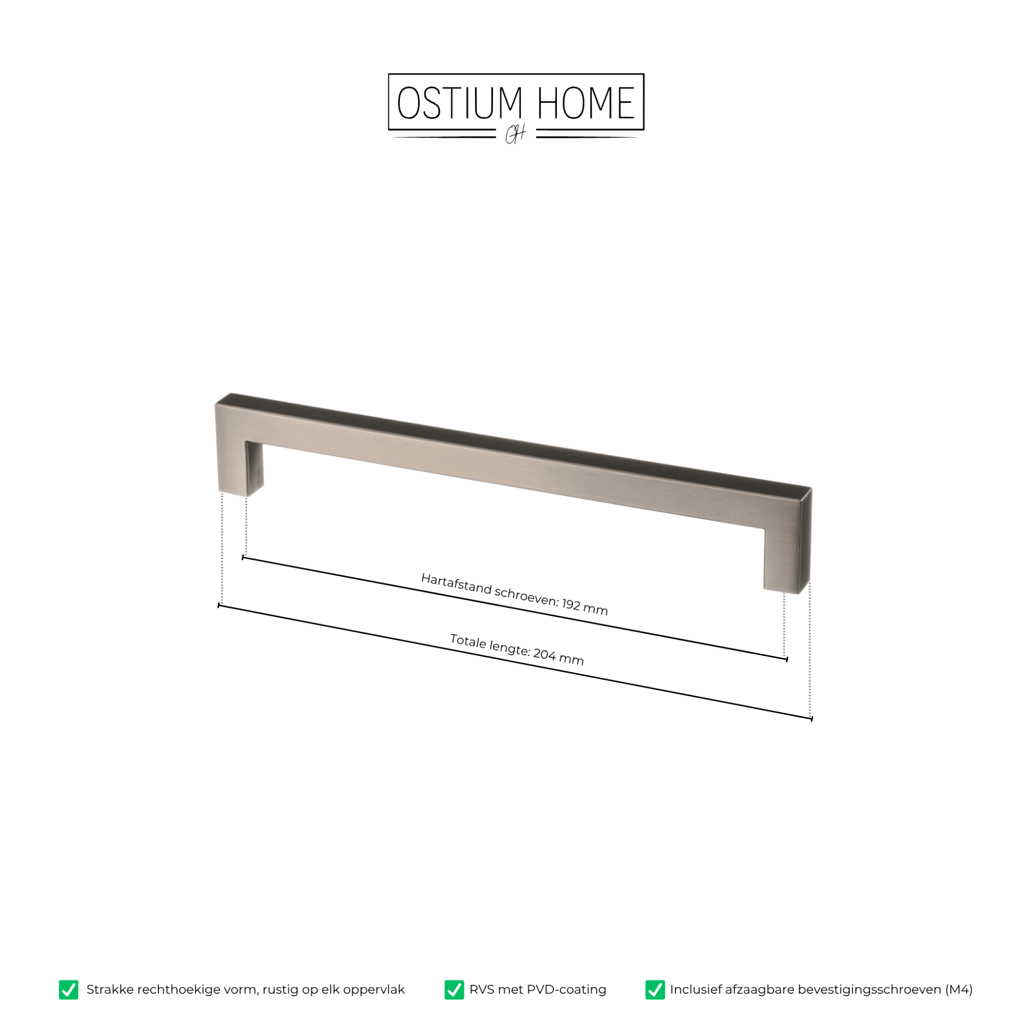Handgreep Gun Metal - 192mm/204mm
