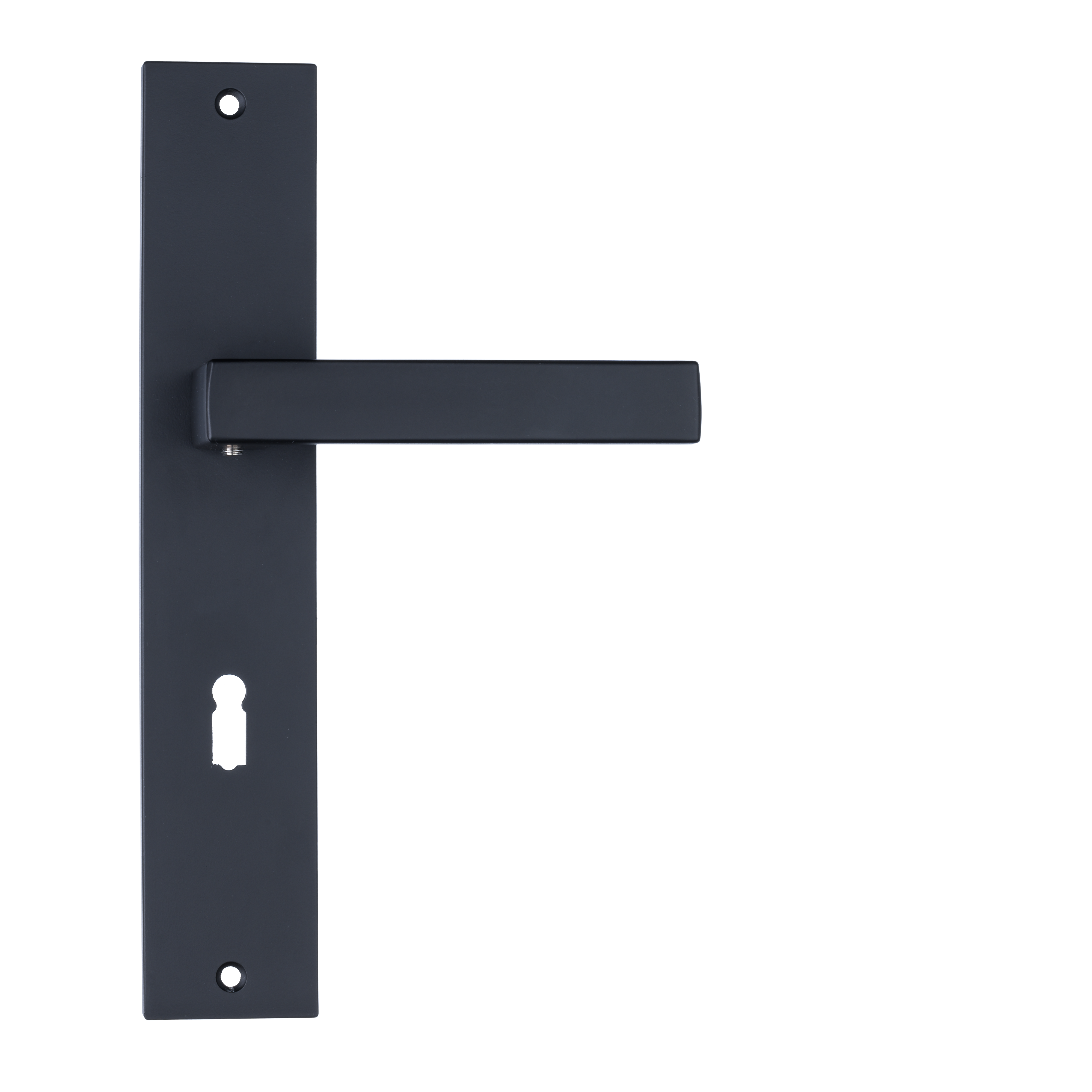 Ostiumhome® Veneto Türgriff auf Schild – Türbeschlag mit Schlüsselloch – 72 mm – Geeignet für Innentüren – Mattschwarz