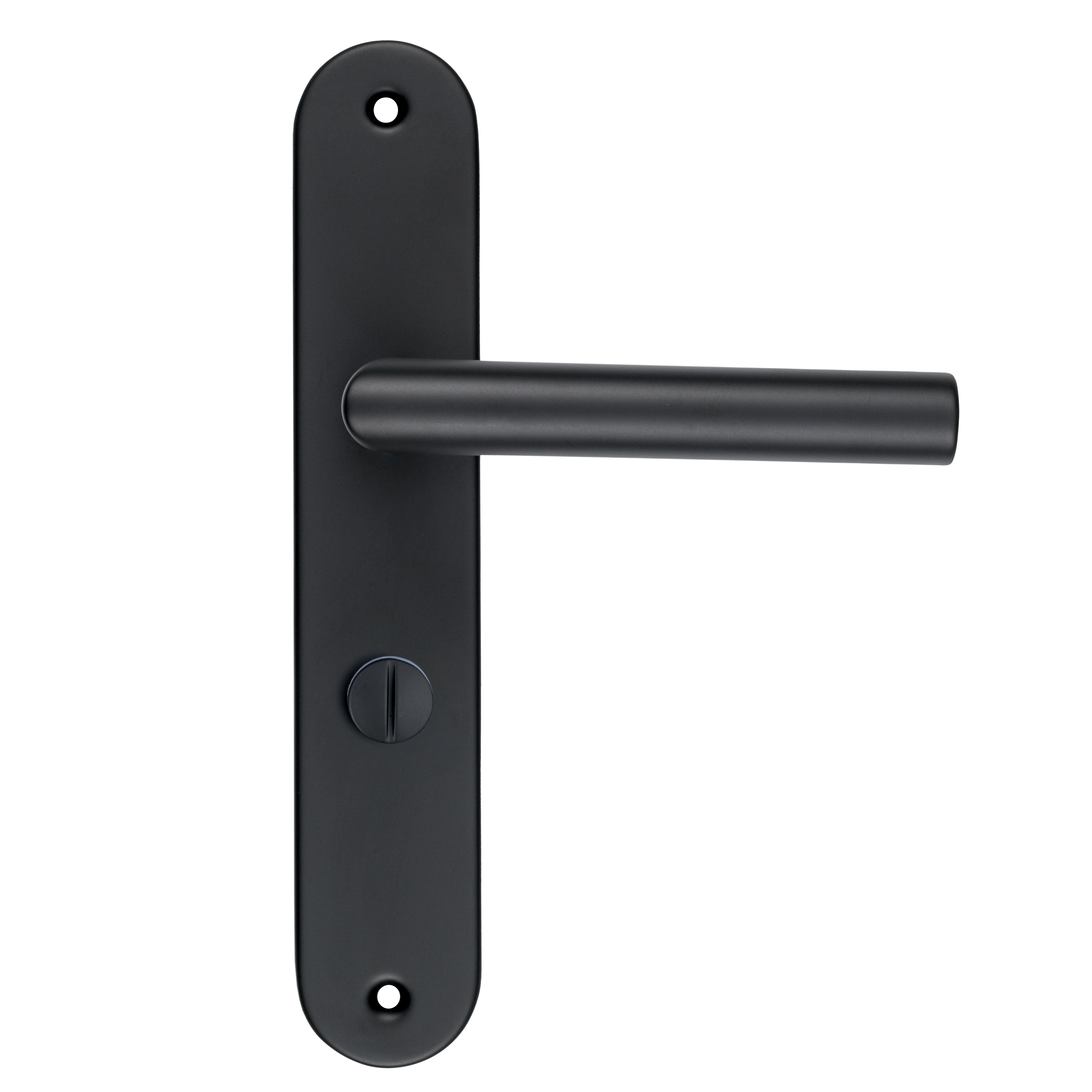 Ferrure de porte Noir Mat sur Bouclier Rond avec Serrure WC - Belluno