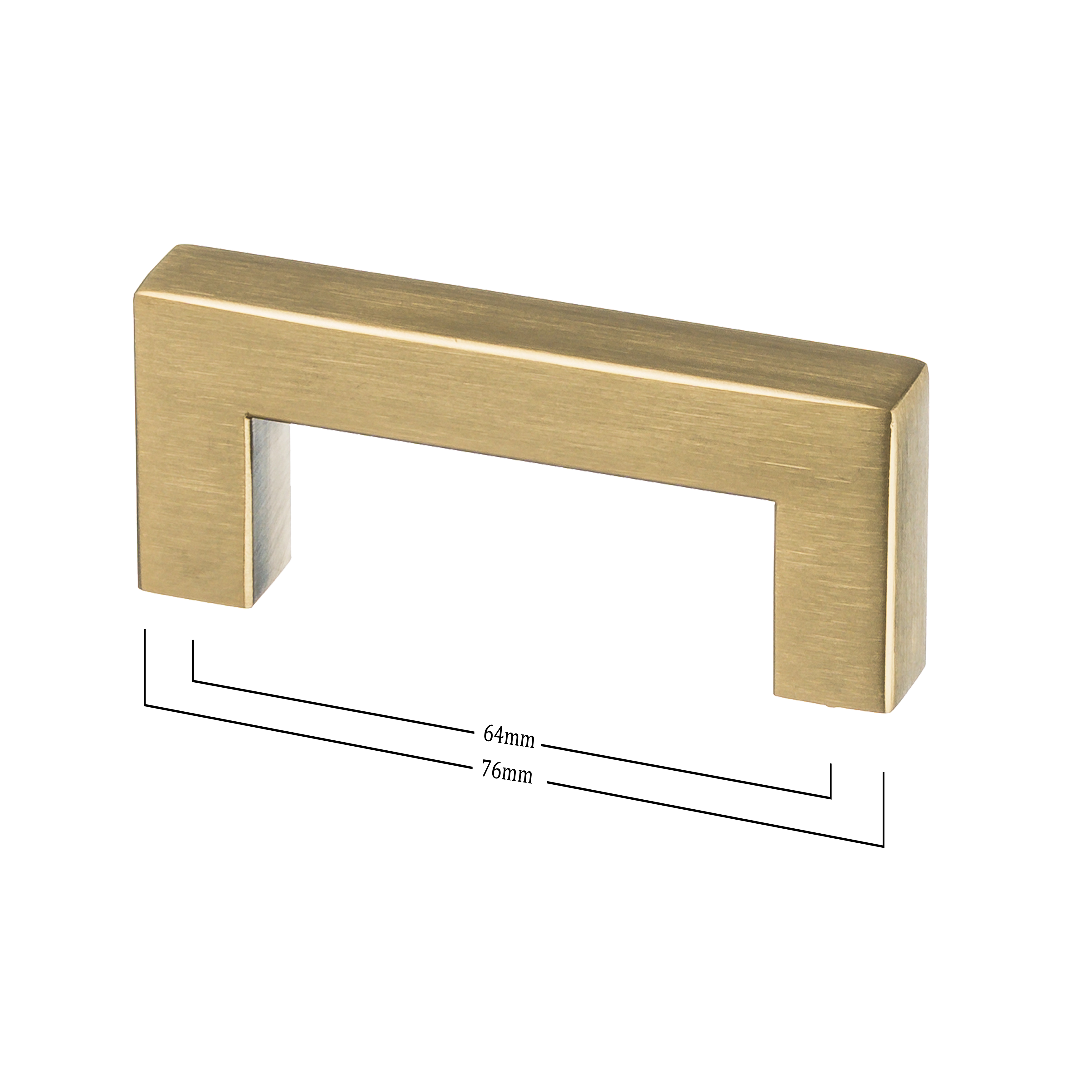 Ostiumhome gouden handgreep in de maat 64/76 mm.