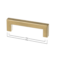 Vooraanzicht van de Ostiumhome handgreep in Mat Gouden kleur, met afmetingen 96/108 mm.