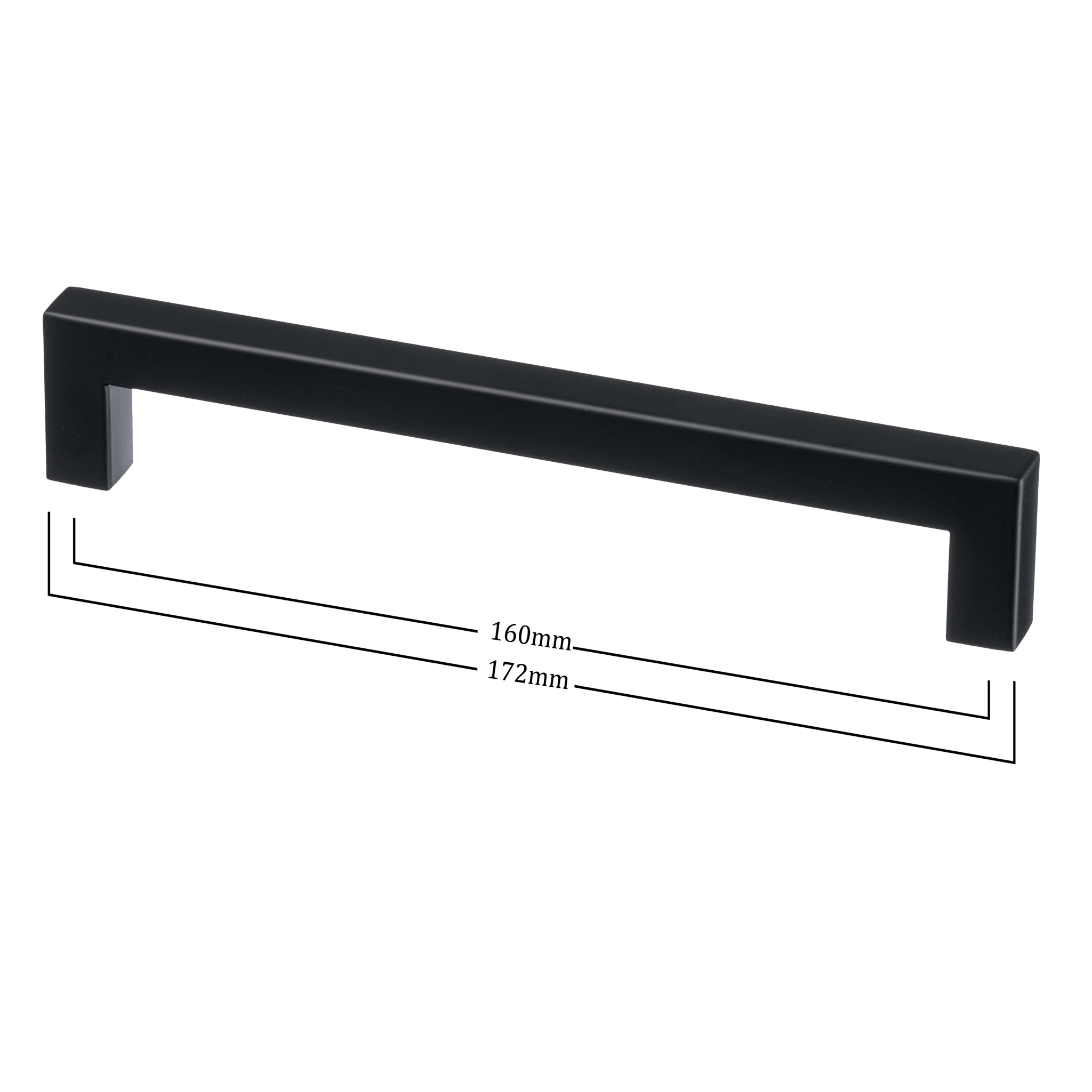 Ostiumhome zwarte handgreep met afmetingen 160/172 mm.