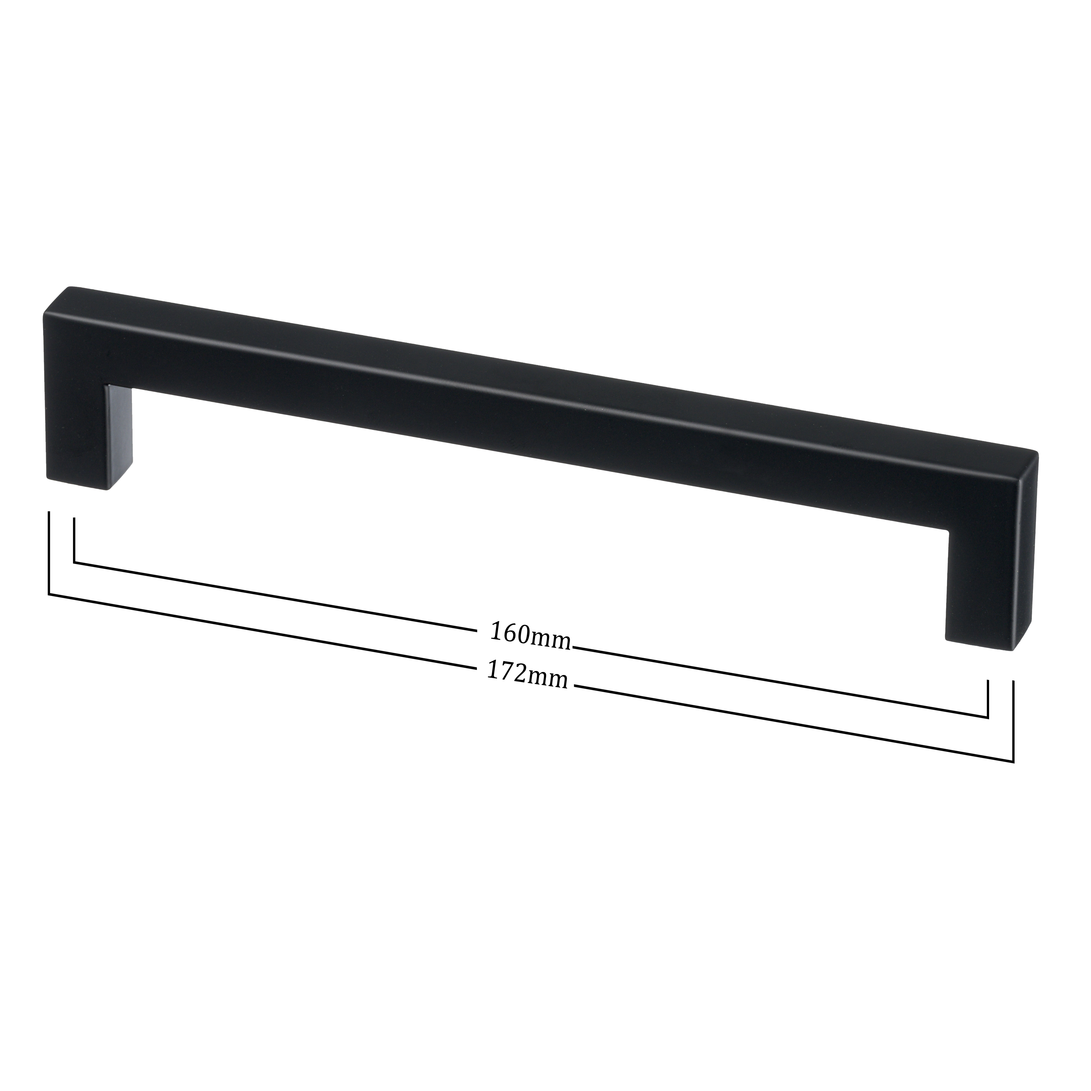 Ostiumhome zwarte handgreep met afmetingen 160/172 mm.