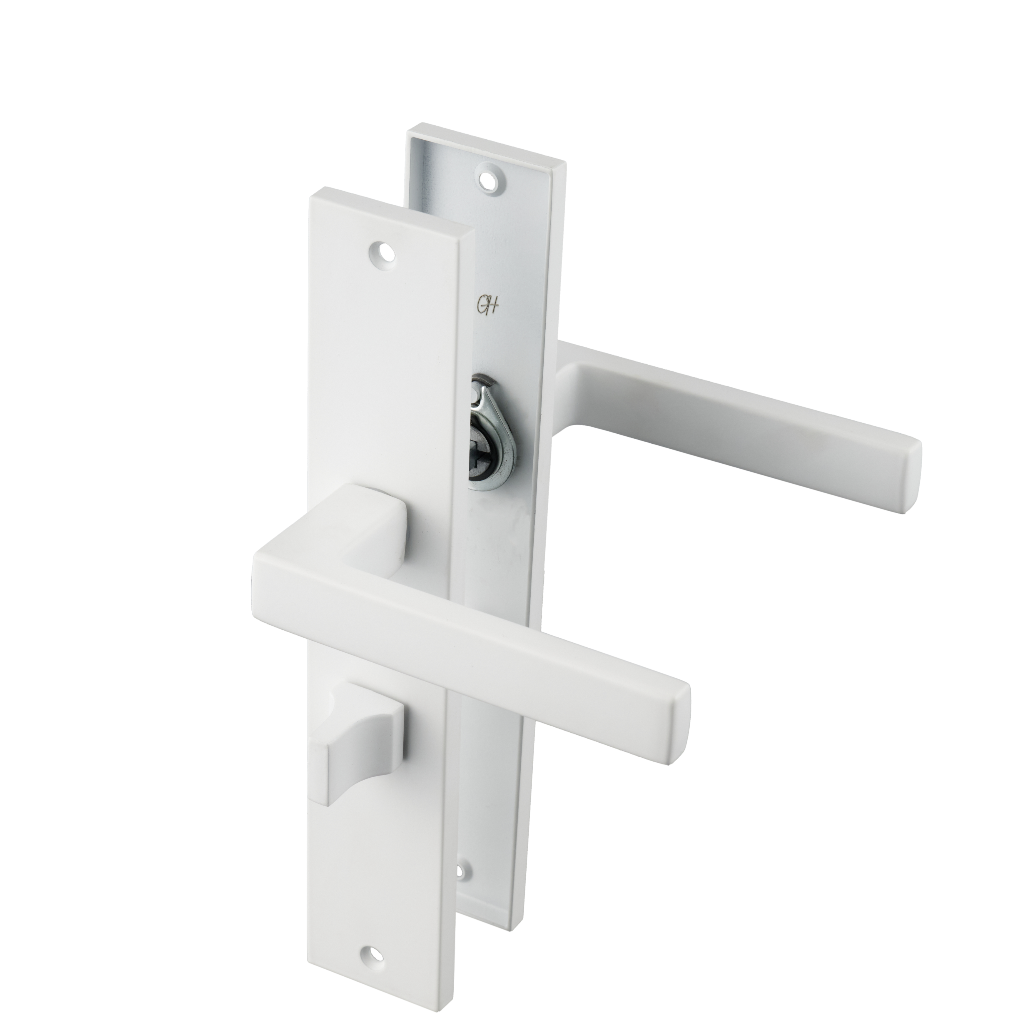 Ostiumhome® - Deurbeslag-  Deurklink op schild met WC Slot 64 mm- Wit  - Lorto