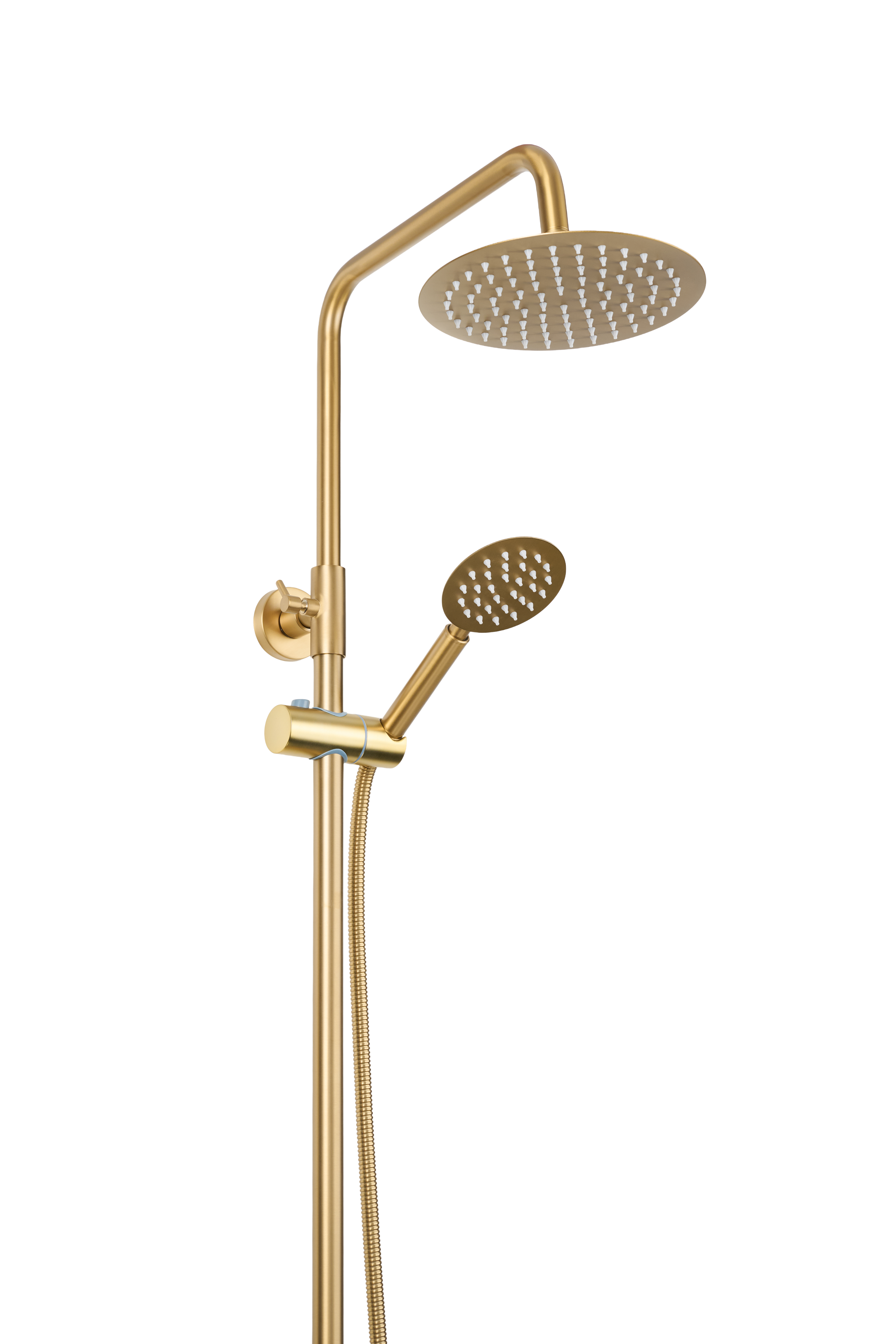 Novi - Complete douche set - Mat Goud - Rond - hartafstand 12-15-18 centimeter - Stort douche - Hand douche - Meng kraan- Installatie materiaal