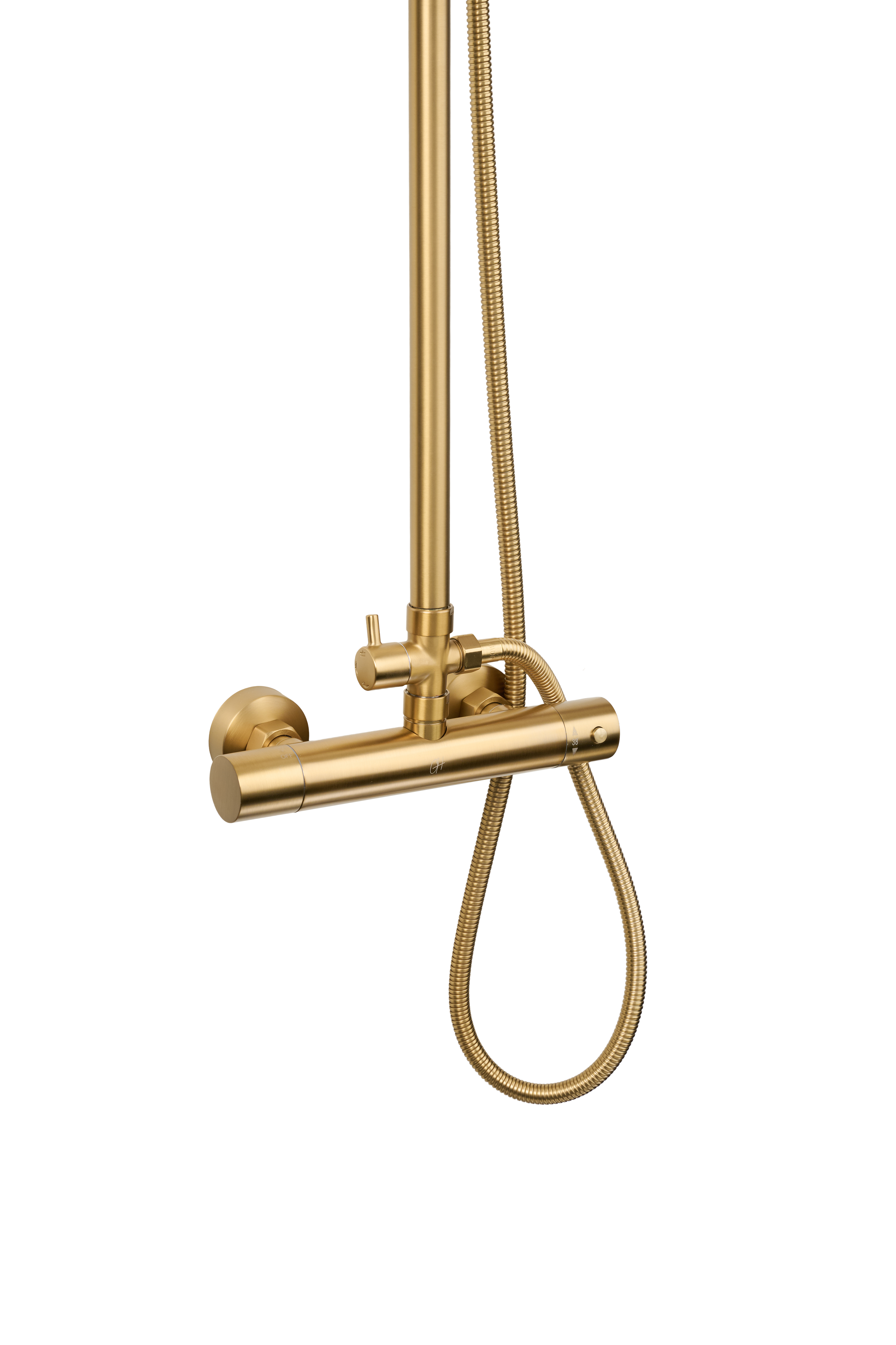 Novi - Complete douche set - Mat Goud - Rond - hartafstand 12-15-18 centimeter - Stort douche - Hand douche - Meng kraan- Installatie materiaal