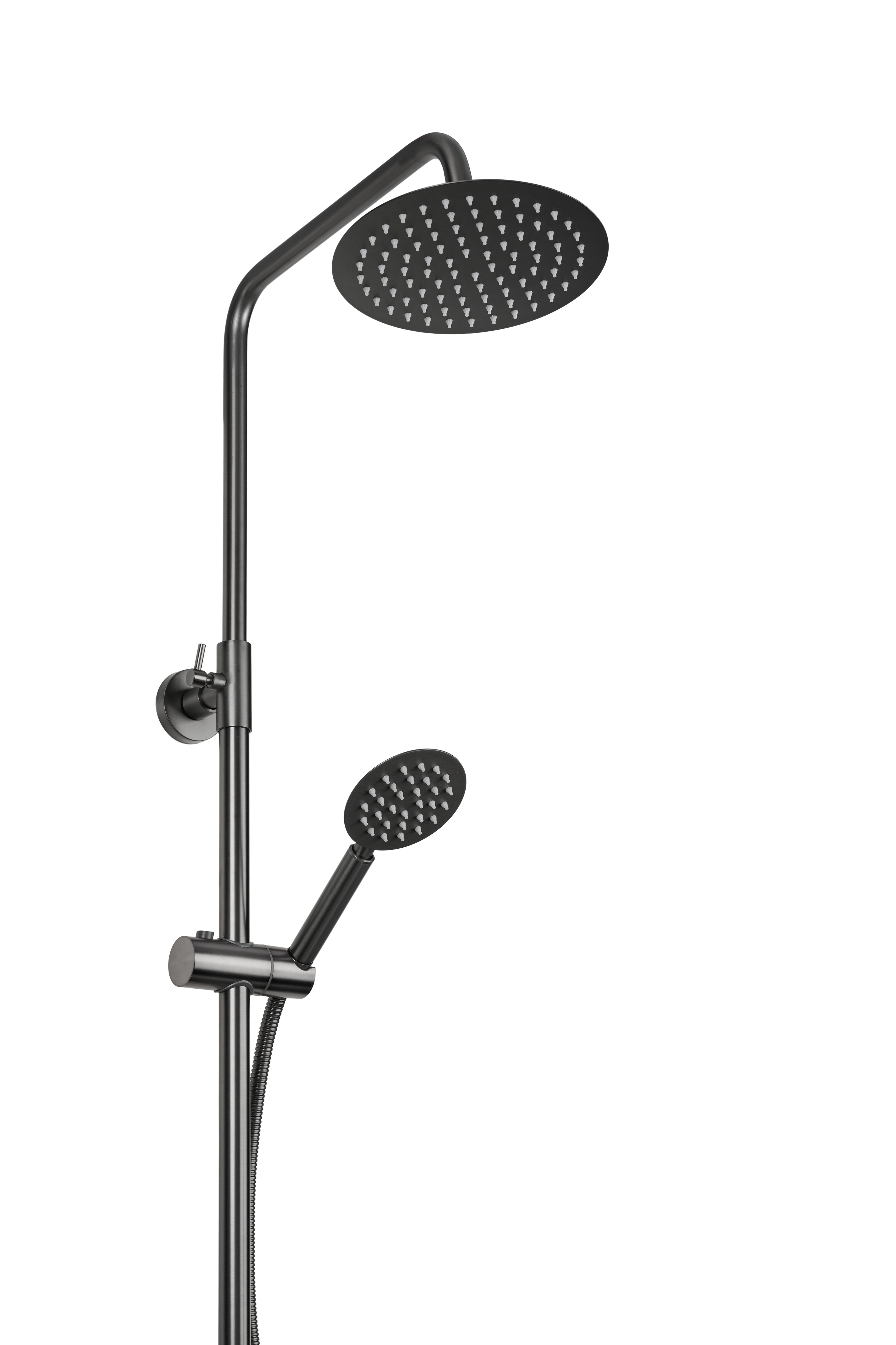 Novi - Complete douche set - GunMetal - Rond - hartafstand 12-15-18 centimeter - Stort douche - Hand douche - Meng kraan - Installatie materiaal