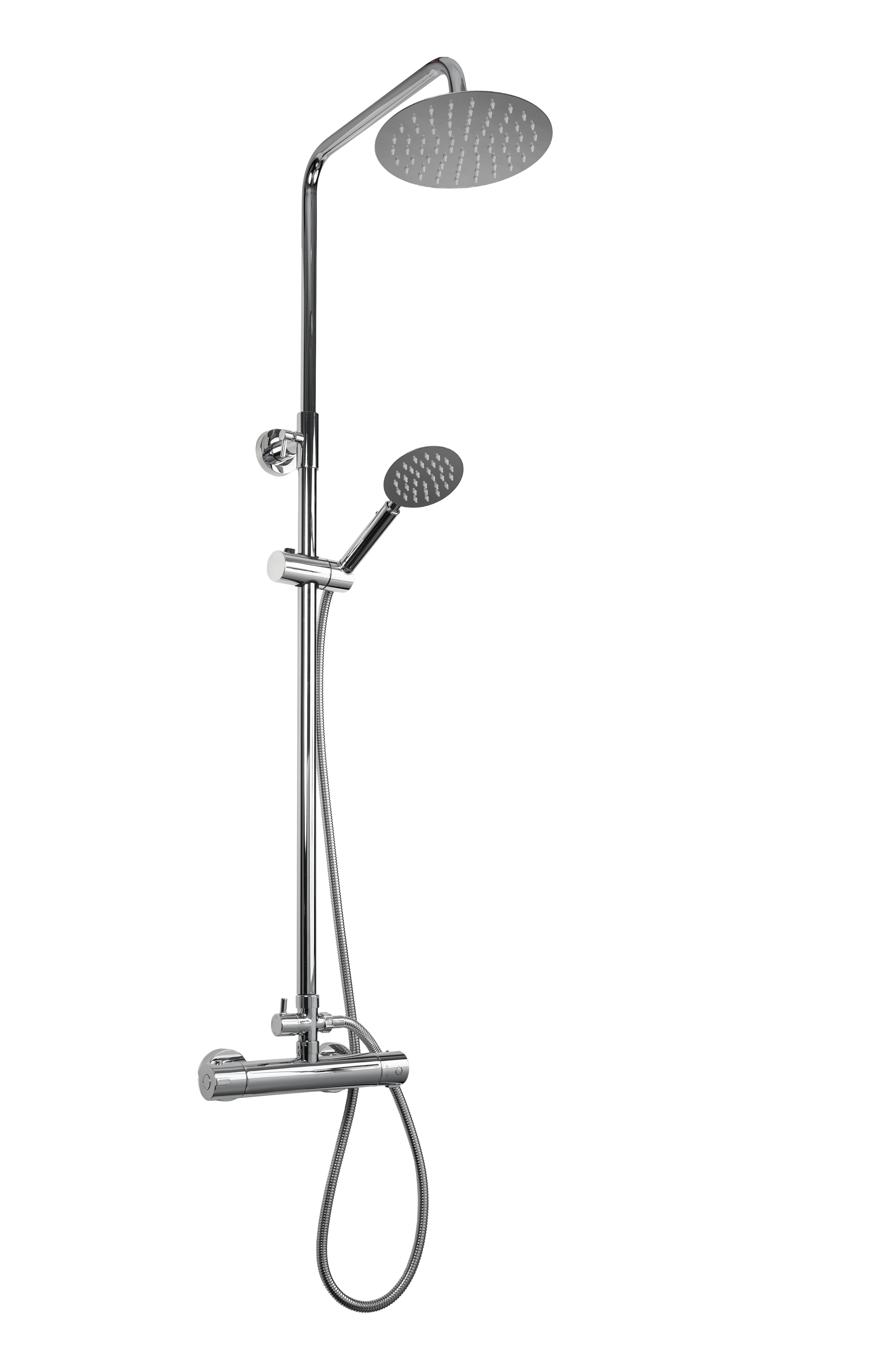 Novi - Complete douche set - RVS - Rond - hartafstand 12-15-18 centimeter - Stort douche - Hand douche - Meng kraan- Installatie materiaal