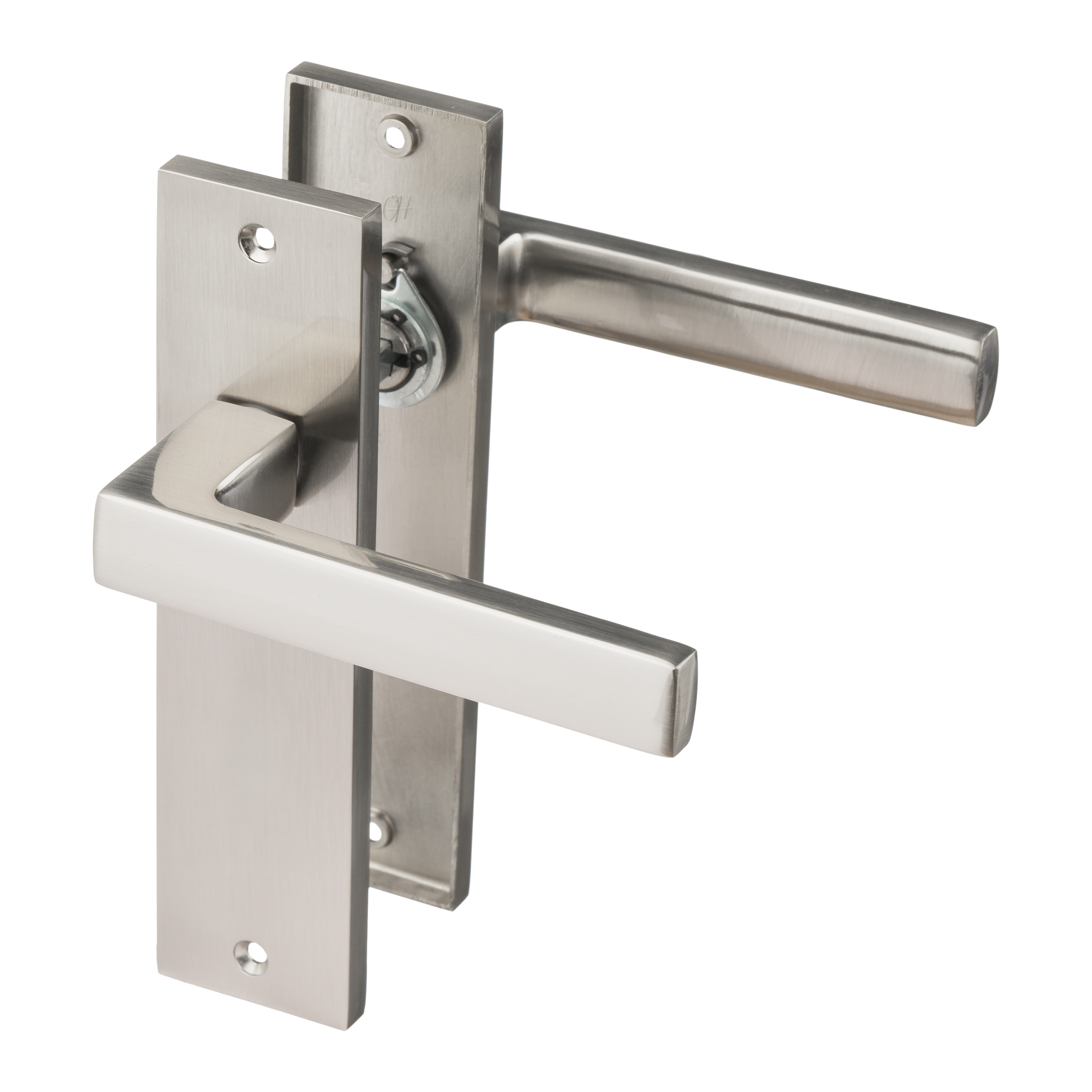 Ostiumhome® - Deurbeslag-  Deurklink op kort schild - RVS Zilver - Merano