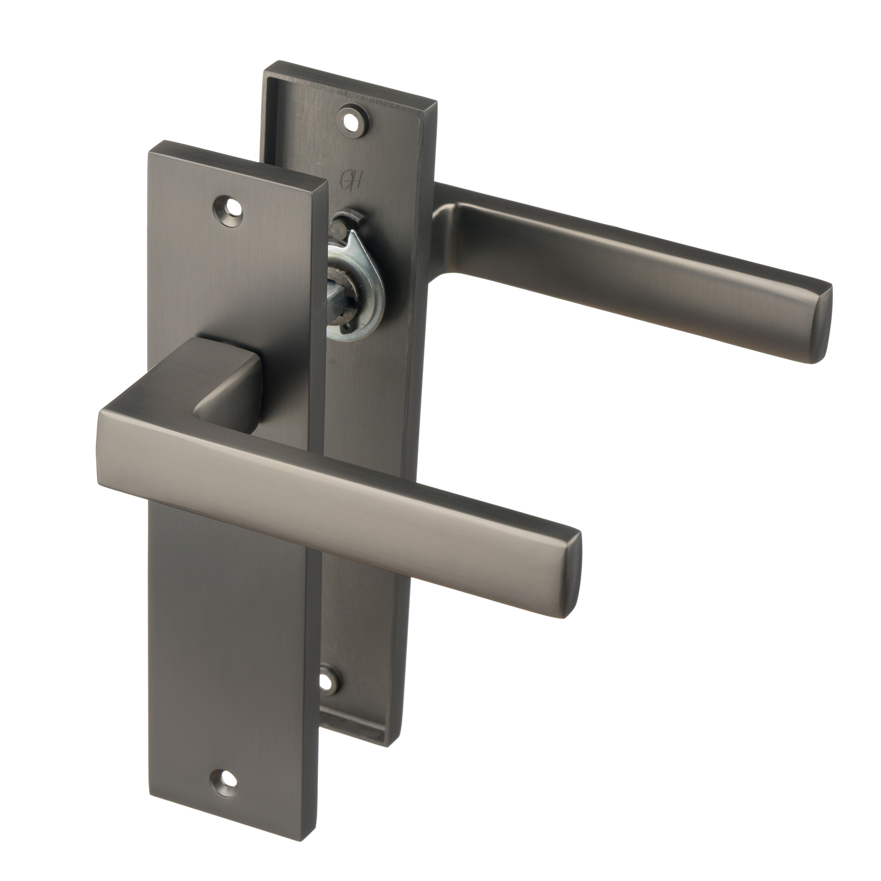 Ostiumhome® - Deurbeslag-  Deurklink op kort schild - Gun Metal - Novara