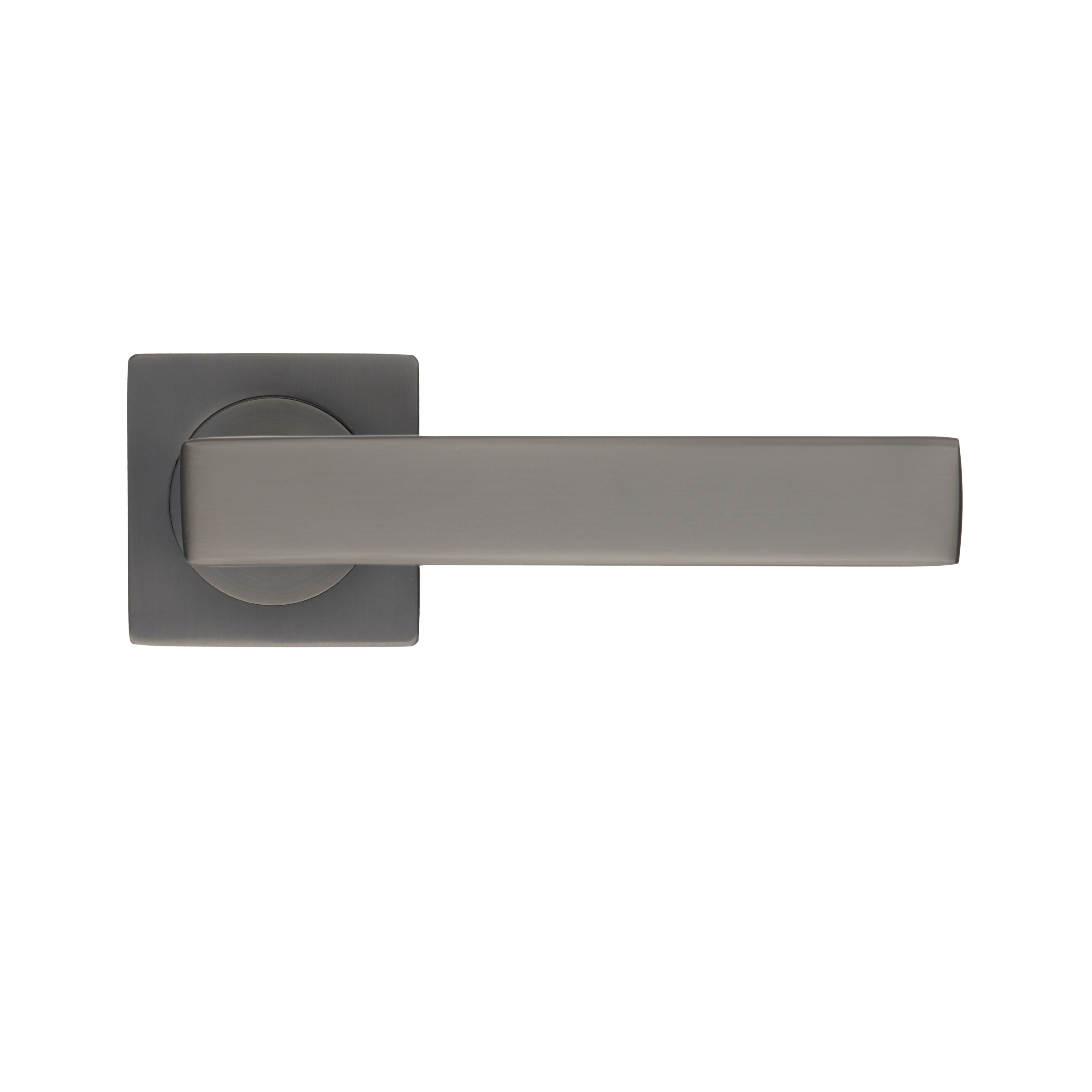 Ostiumhome® - Deurbeslag-  Deurklink - Gun Metal - op vierkante rozet - 145 mm - Anzio