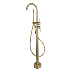 Armonio - Robinet de baignoire sur pied doré - avec douchette à main