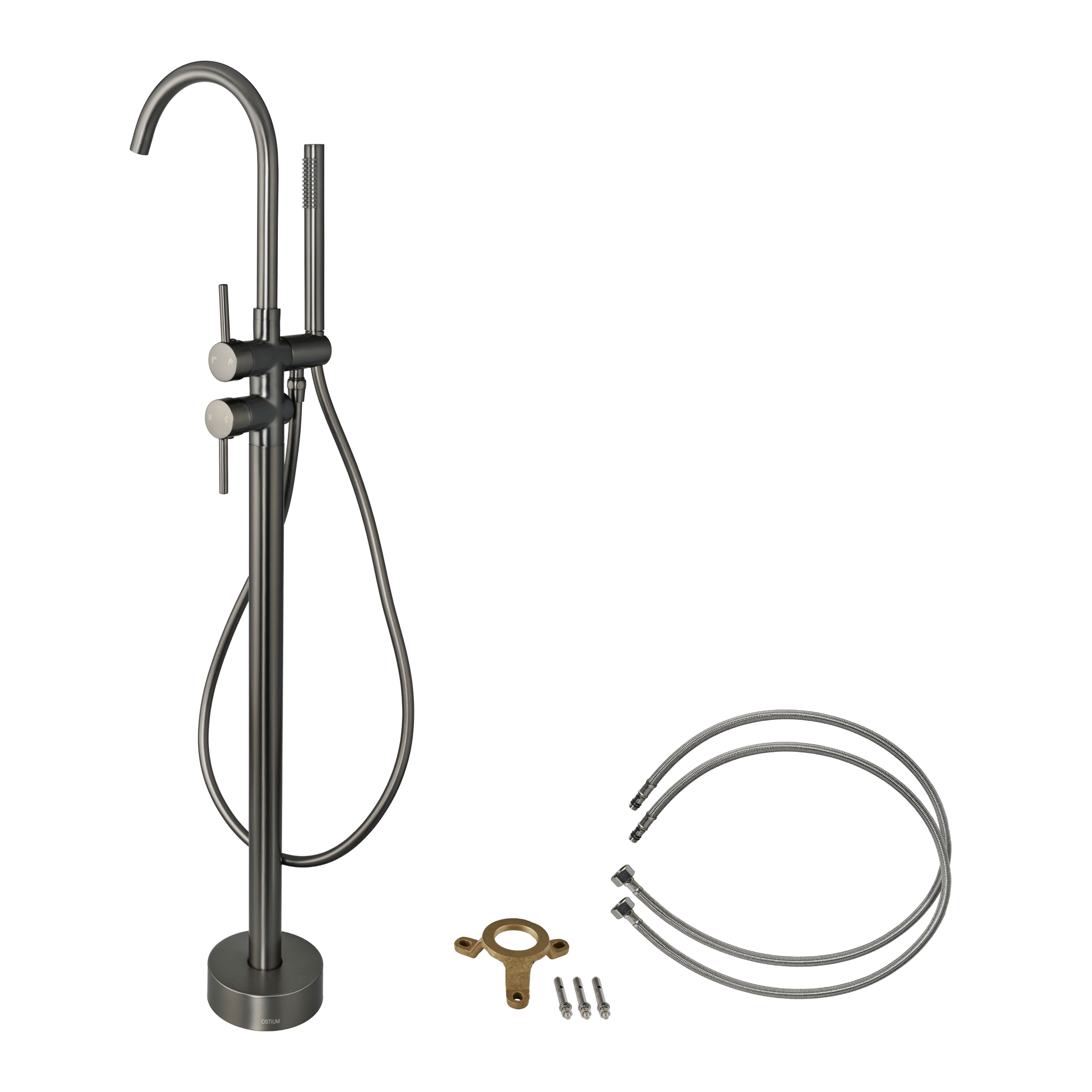 Armonio - Vrijstaande Badkraan Gun Metal - met Handdouche