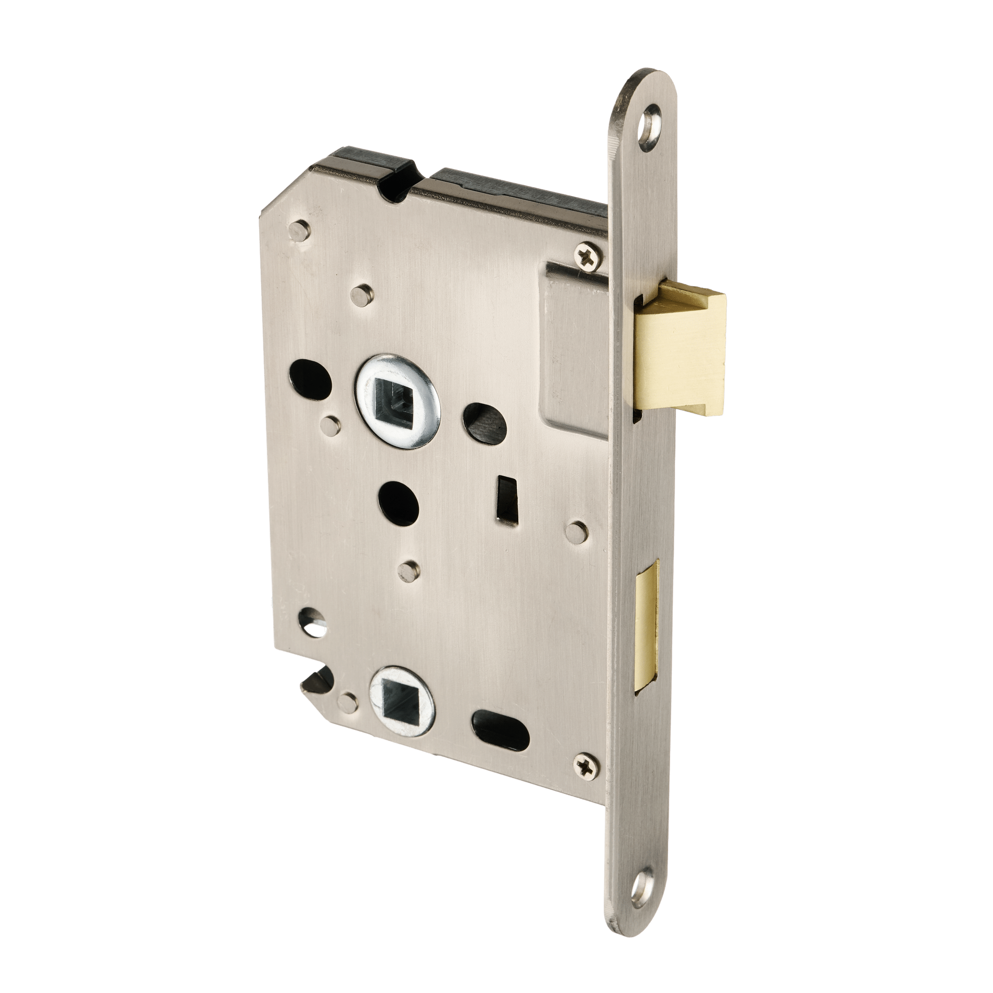 Serrure à encastrer WC en inox - Serrure à pêne - 63 mm