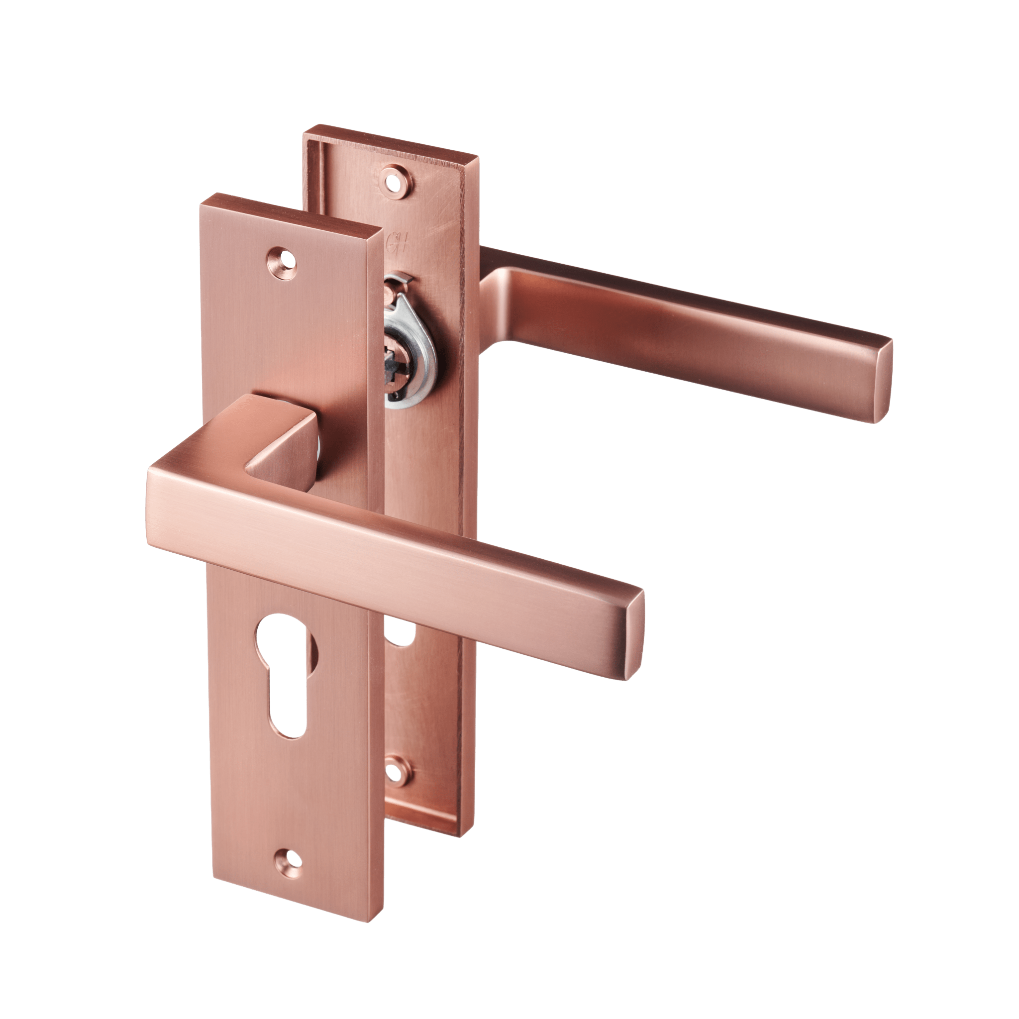 Nola - Koper Deurbeslag - Cilindergat - Recht Kort Schild - PC 55mm