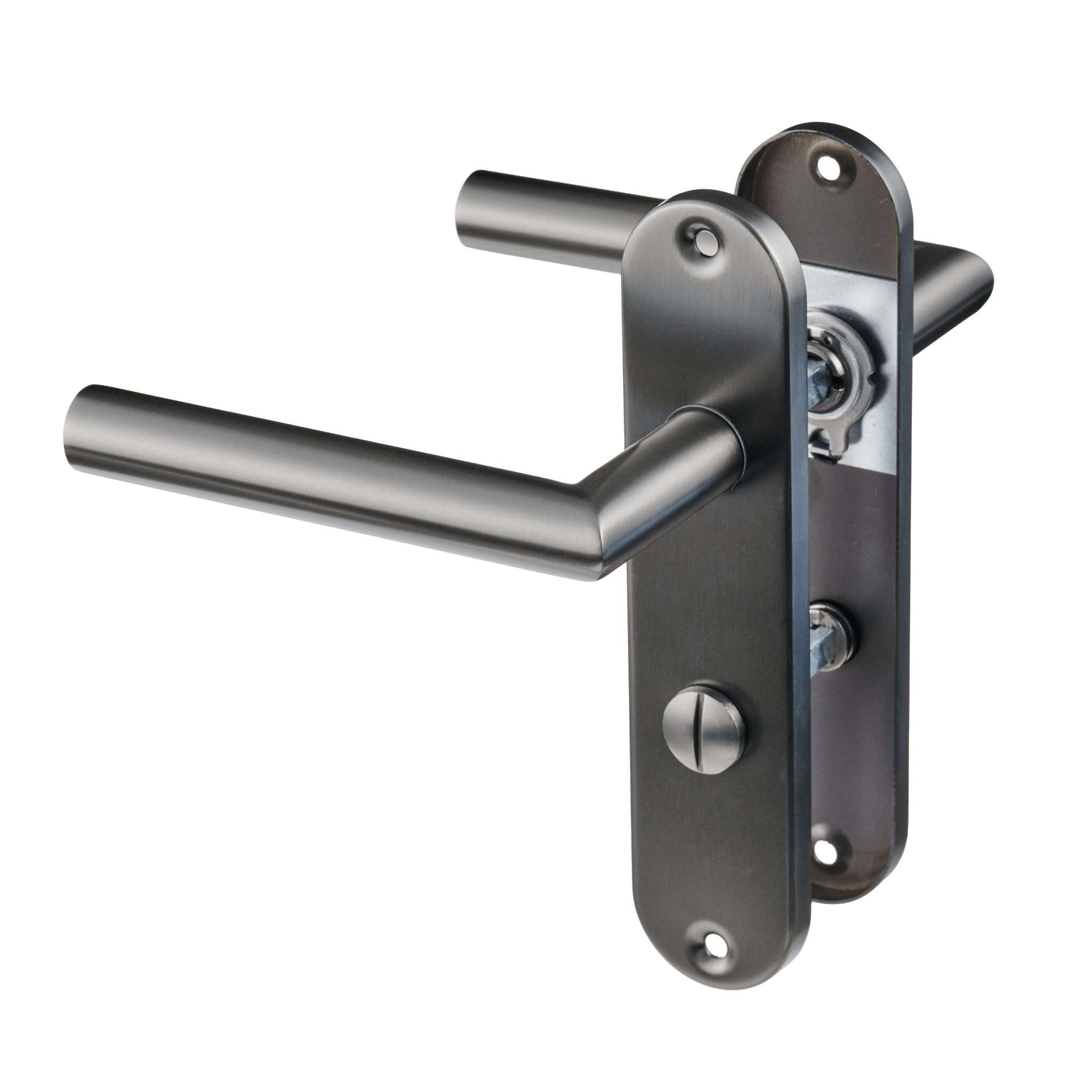 Silvano - WC-Slot Gun Metal - Plaque ronde courte