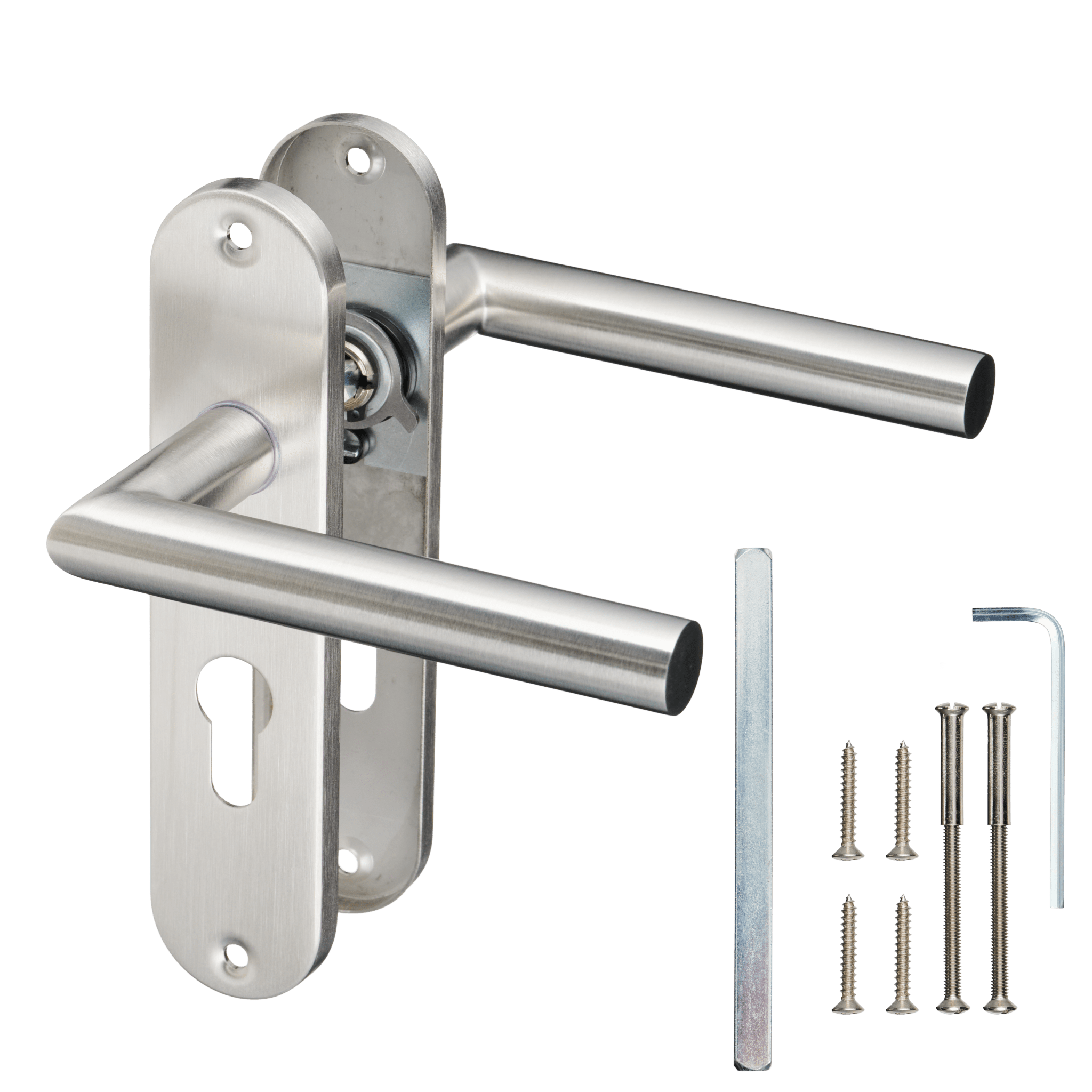 Rondo - RVS Deurklink Cilindergat - Kort Rond Schild