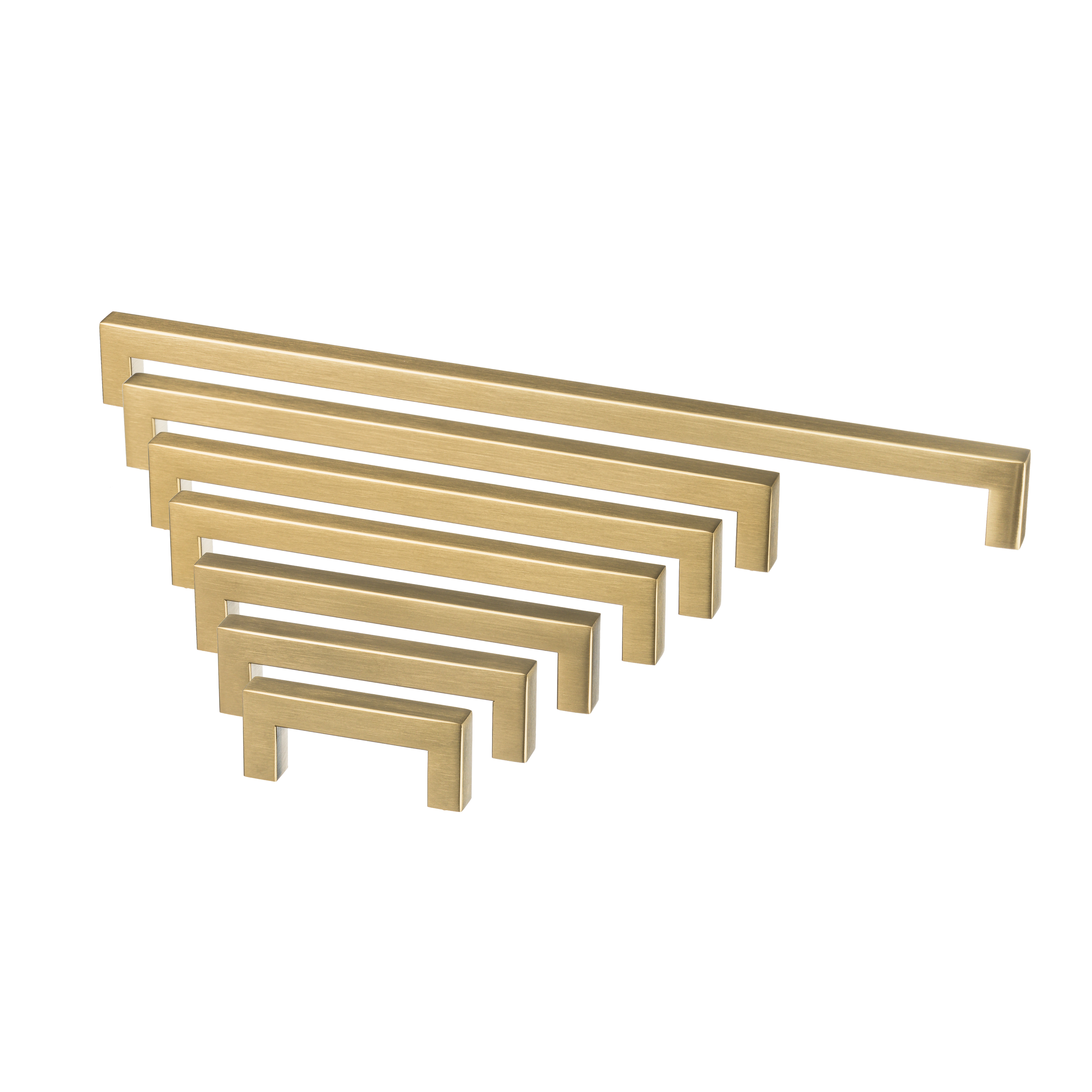 Overzicht van alle maten van de mat gouden handgrepen van ostiumhome.
