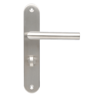 Lang schild deurklink met wc-slot in de kleur rvs zilver.