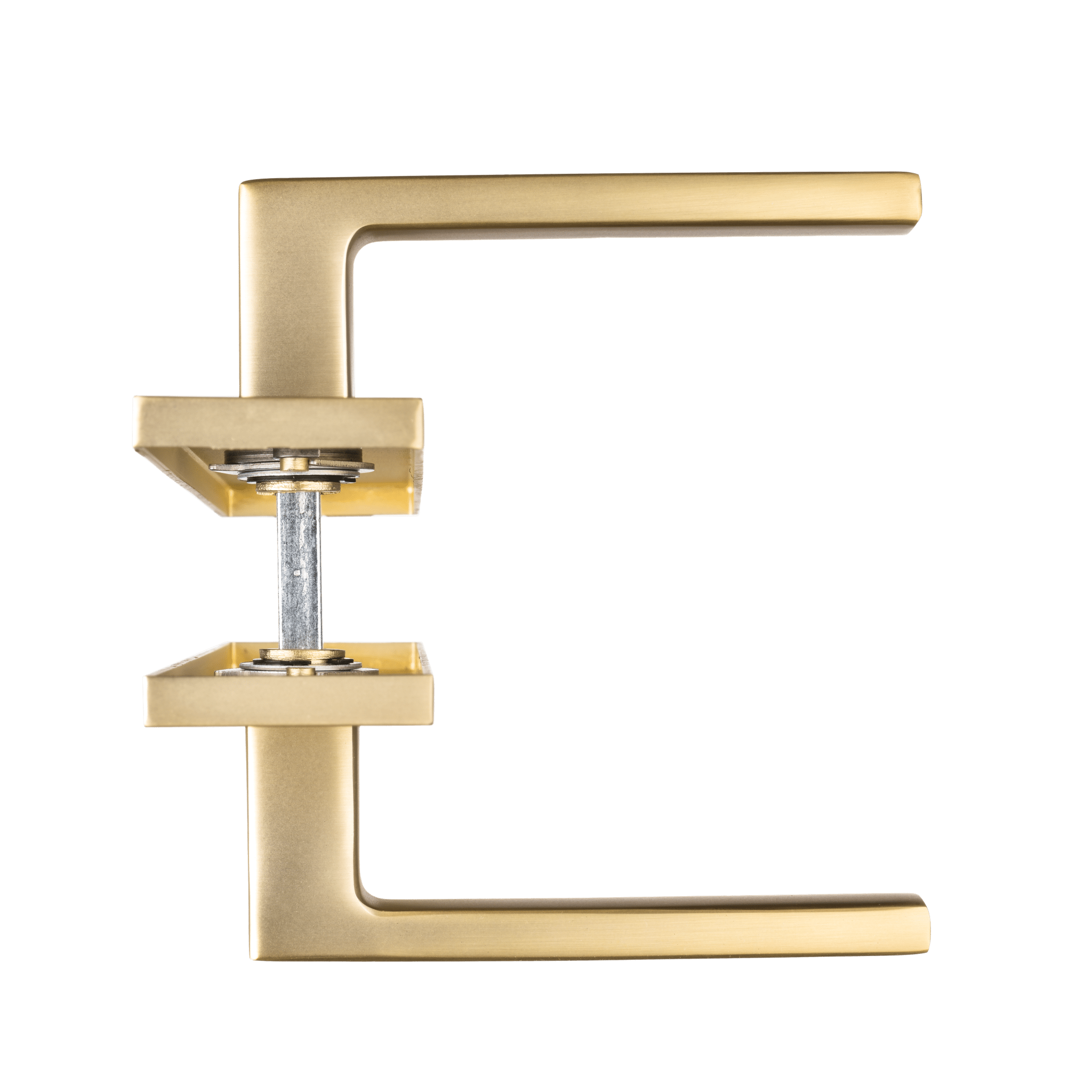 Luxe RVS Alassio deurklink mat goud met lang schild en sleutelgat hartafstand 56 mm voor moderne interieurs 
