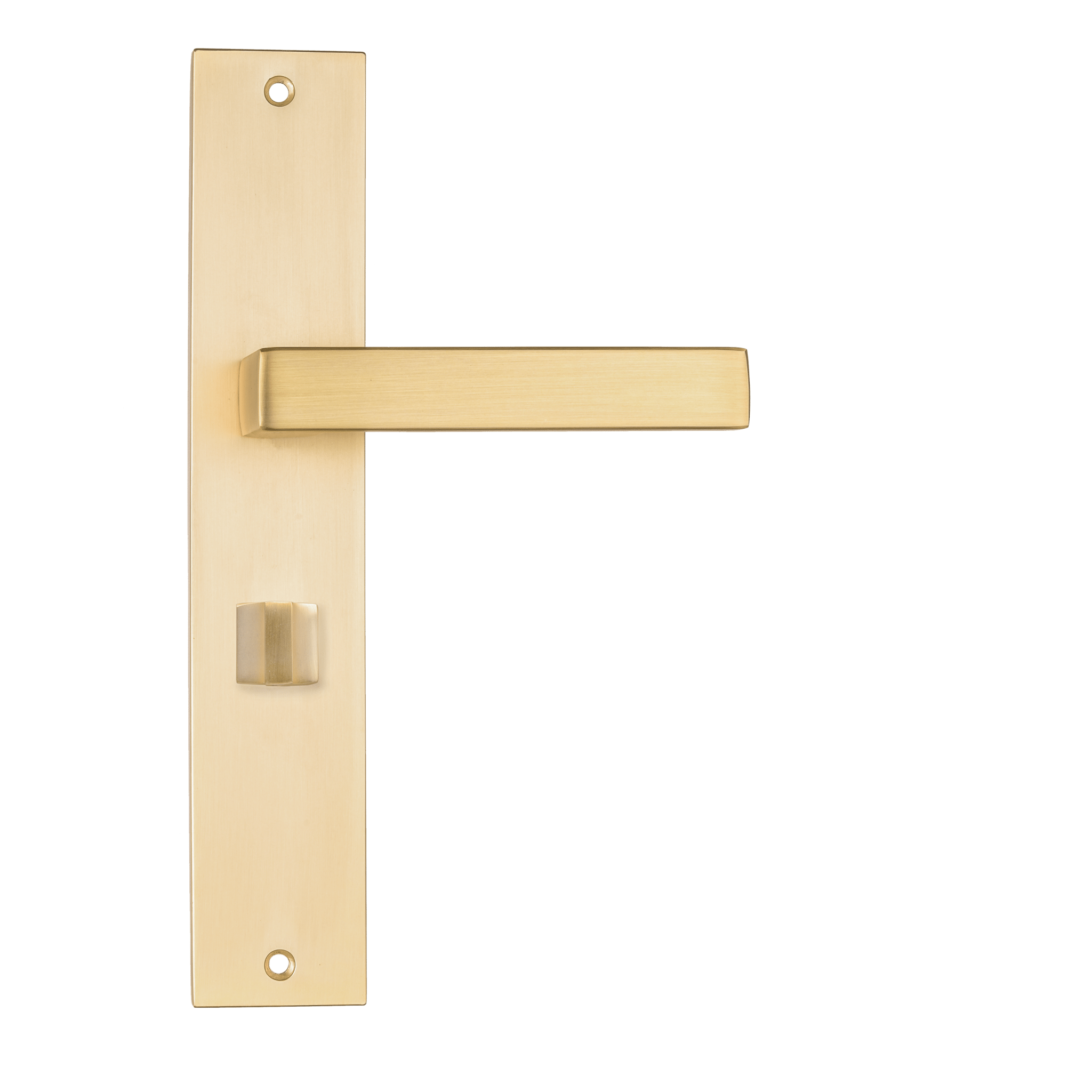 Alassio deurbeslagset mat goud langschild slotafstand 63 mm ideaal voor badkamerdeuren 
