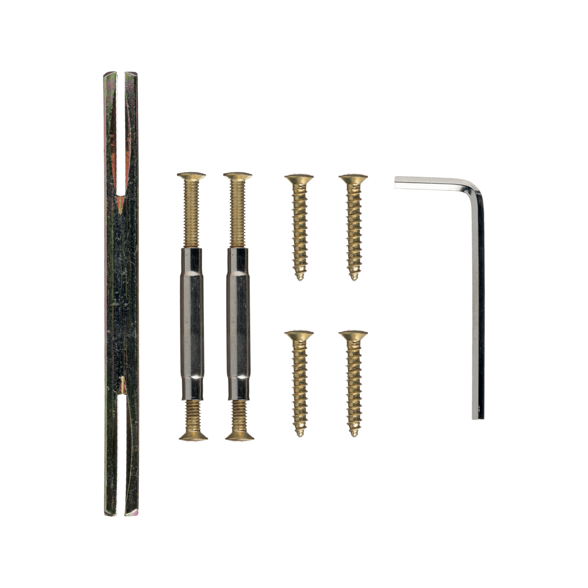 Complete Andria WC-slot set mat goud geleverd met bevestigingsmateriaal en bijpassende schroeven 
