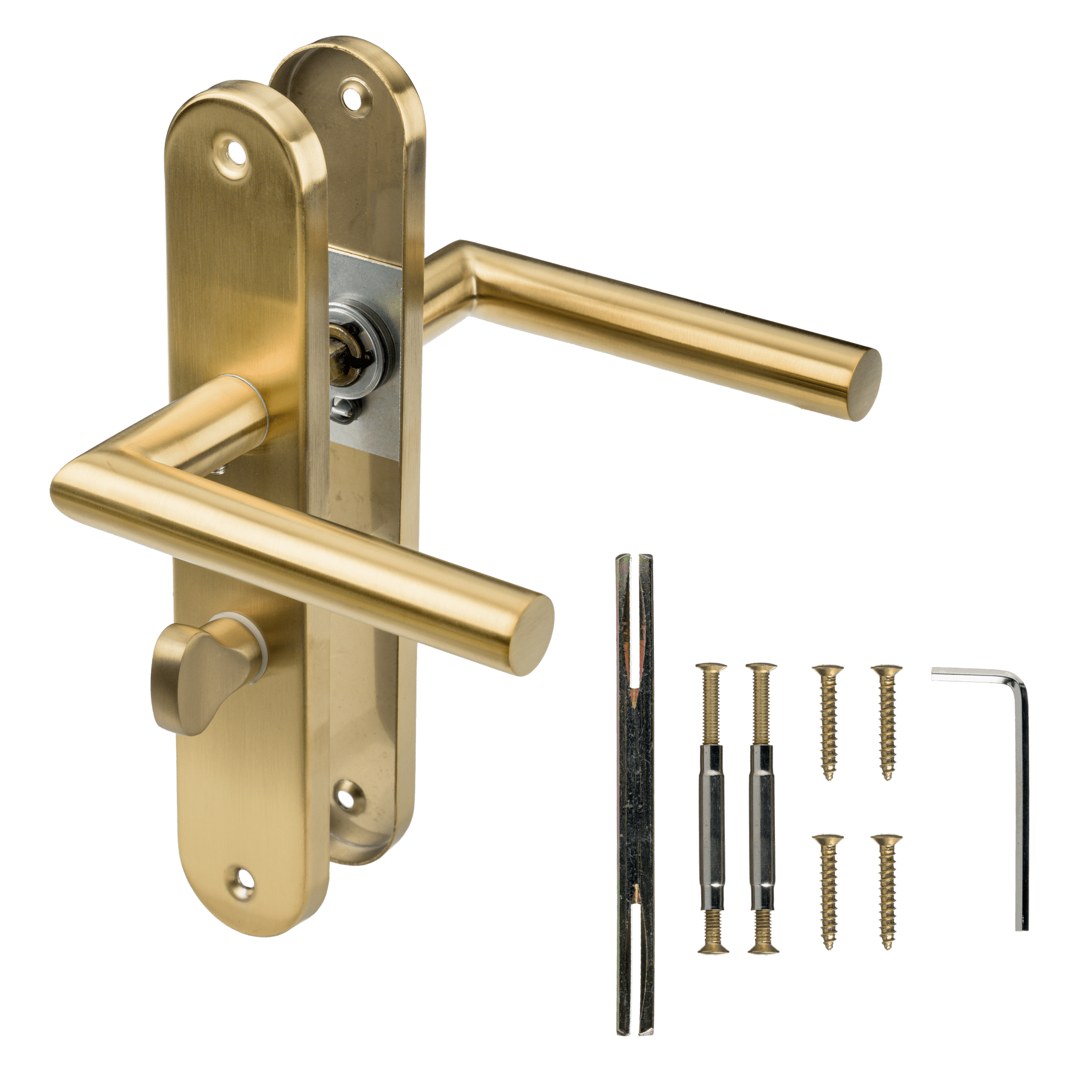 Luxe WC-deurklink Andria mat goud rond schild 225 × 40 mm voor moderne interieurs 
