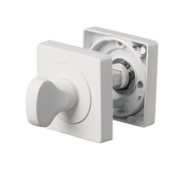 Mat witte Arezzo WC-slot op vierkant rozet 50 mm met vrij-bezet indicator voor toilet- en badkamerdeuren 
