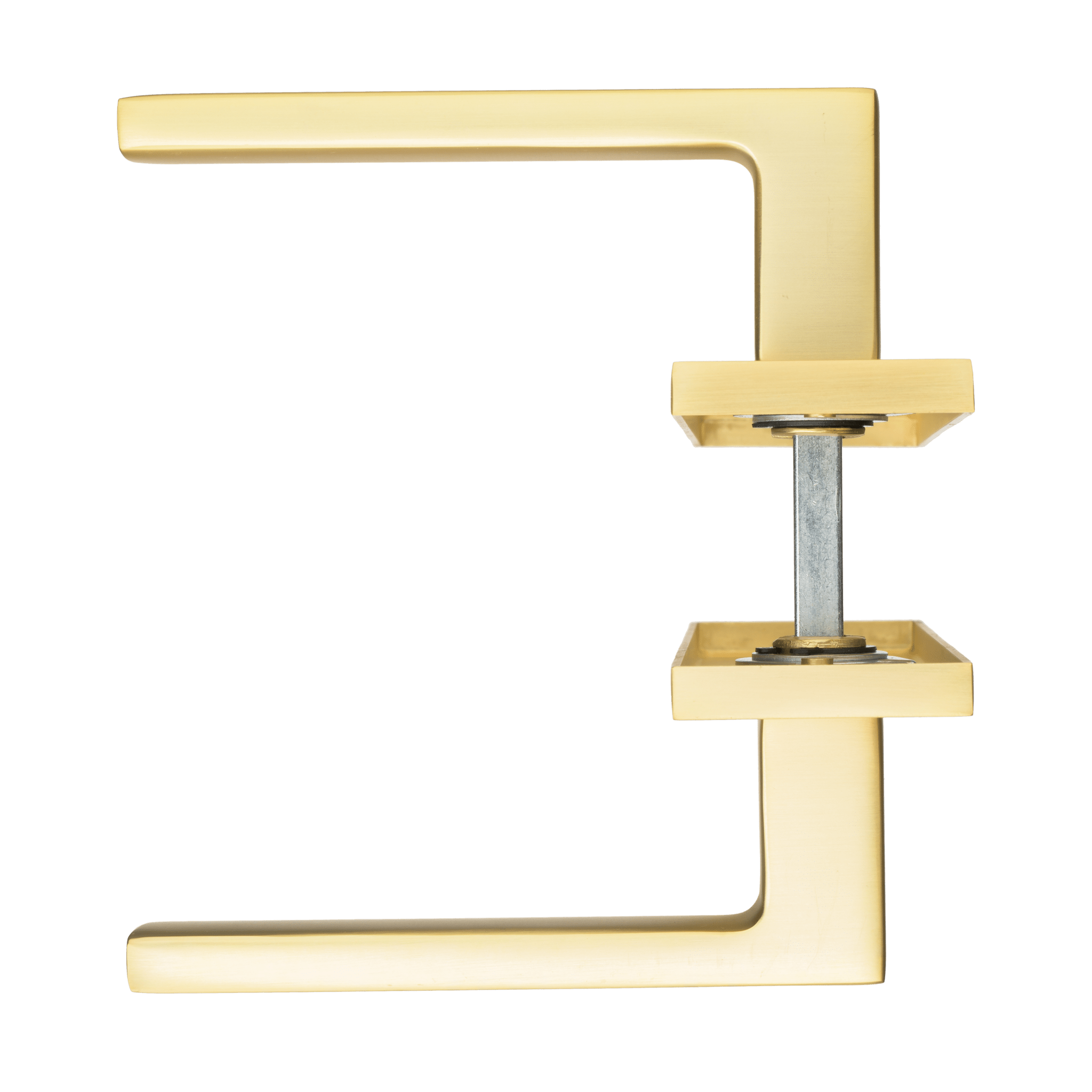 Universele Avola WC-slot deurklink mat goud op 180 × 45 mm kort schild geschikt voor links- en rechtsdraaiende deuren
