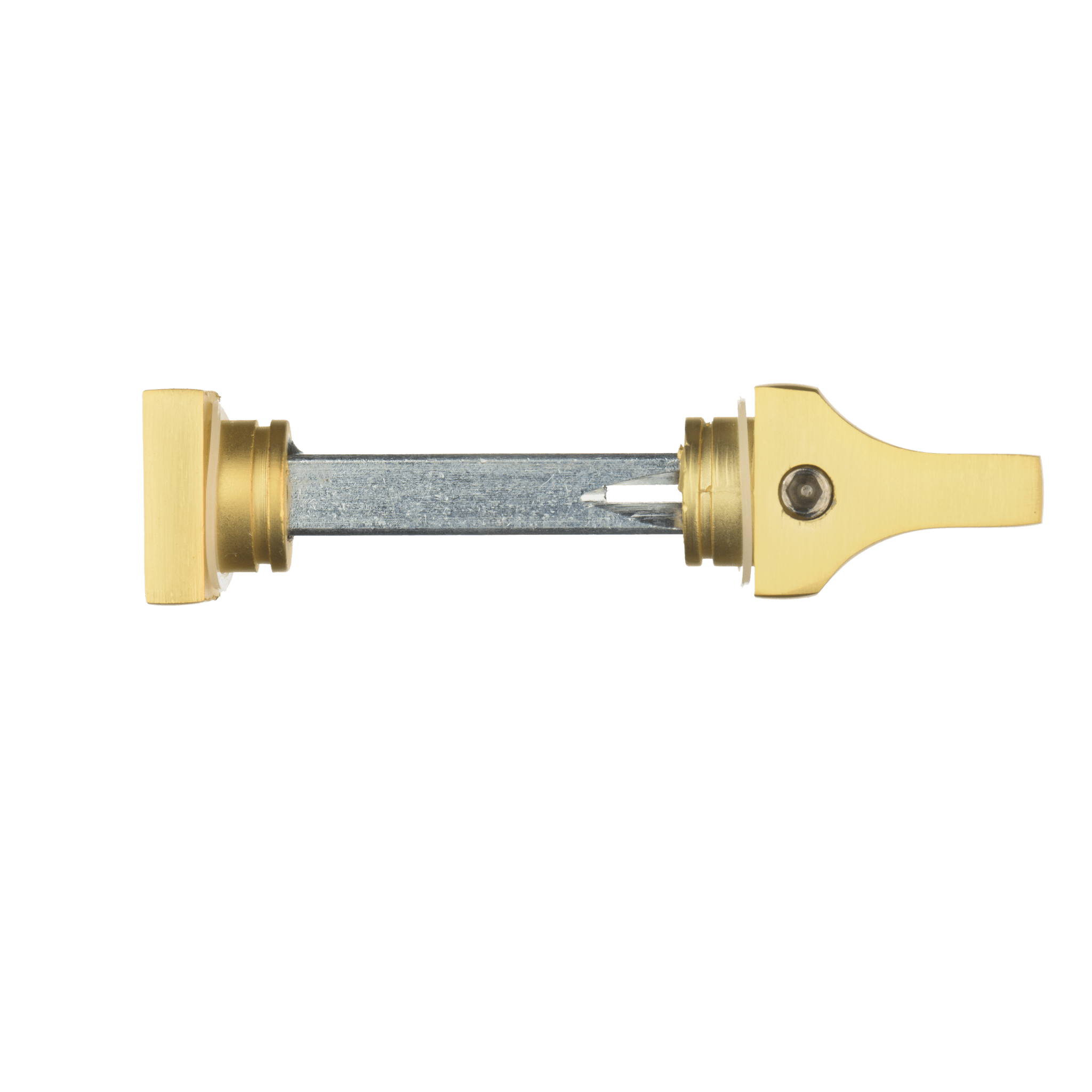Mat gouden WC-deurbeslag Avola op kort schild voorzien van extra 8 mm stift voor stabiele montage