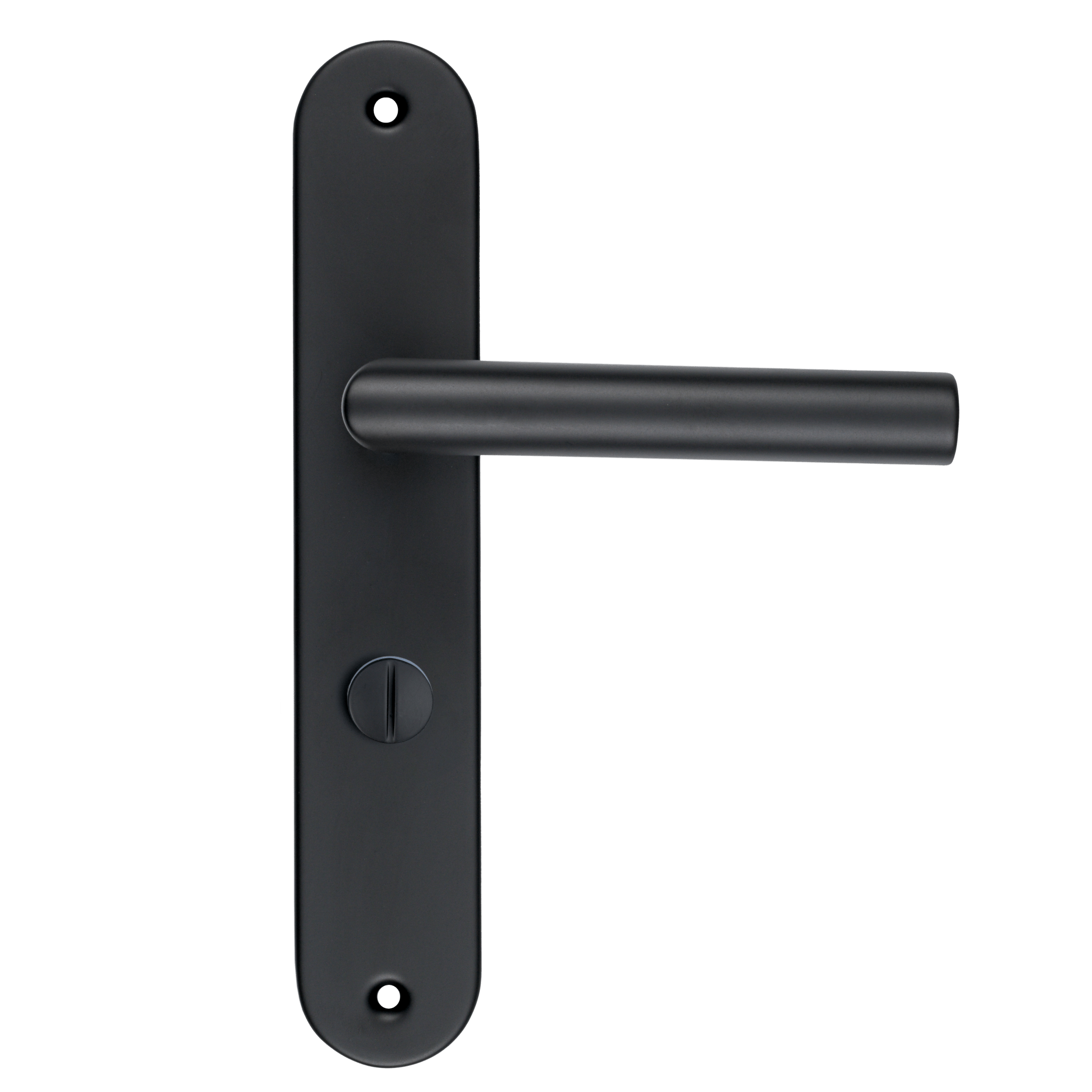 Belluno WC-deurklink mat zwart PC 63 mm hartafstand ideaal voor badkamer- en toiletduren

