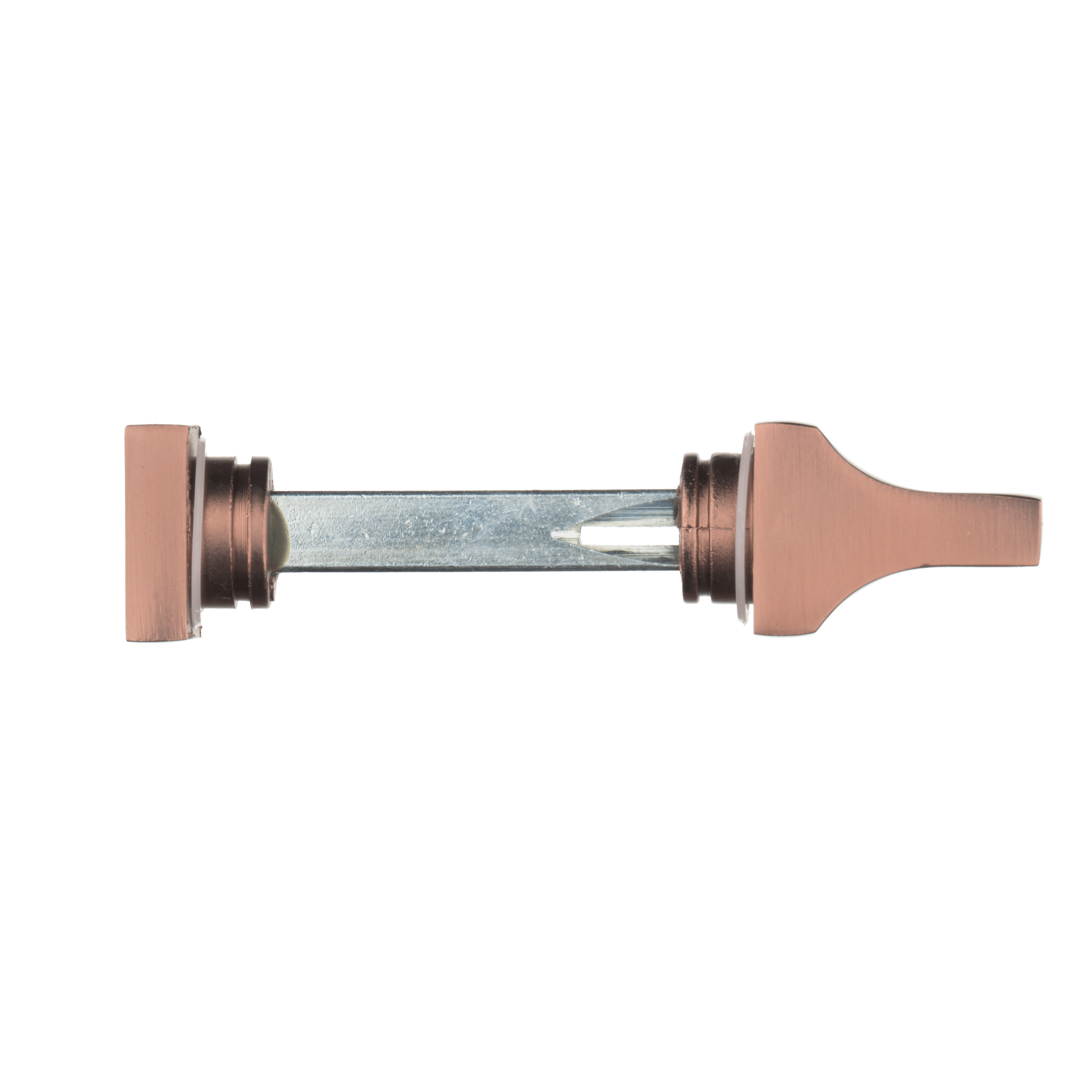 Mat koperen Collodi deurklink op schild met WC-slot 63 mm en stevige 8 mm deurstift voor stabiele bediening

