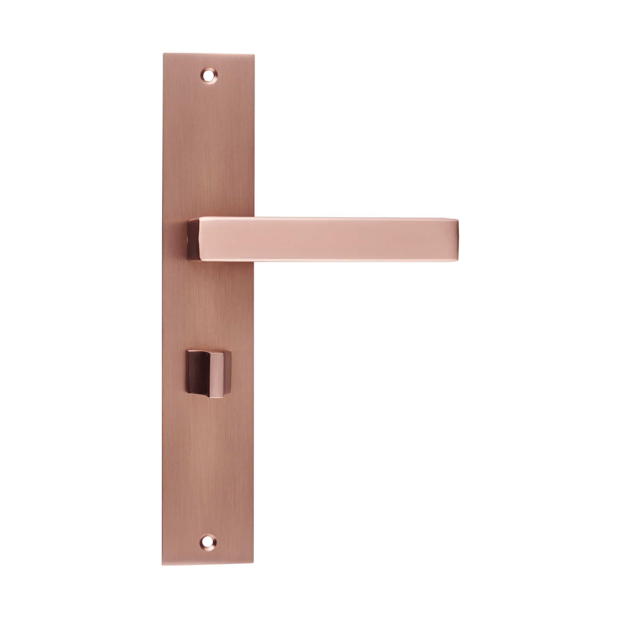Geveerde Collodi deurklink mat koper met geïntegreerd WC-slot 63 mm keert soepel terug na gebruik

