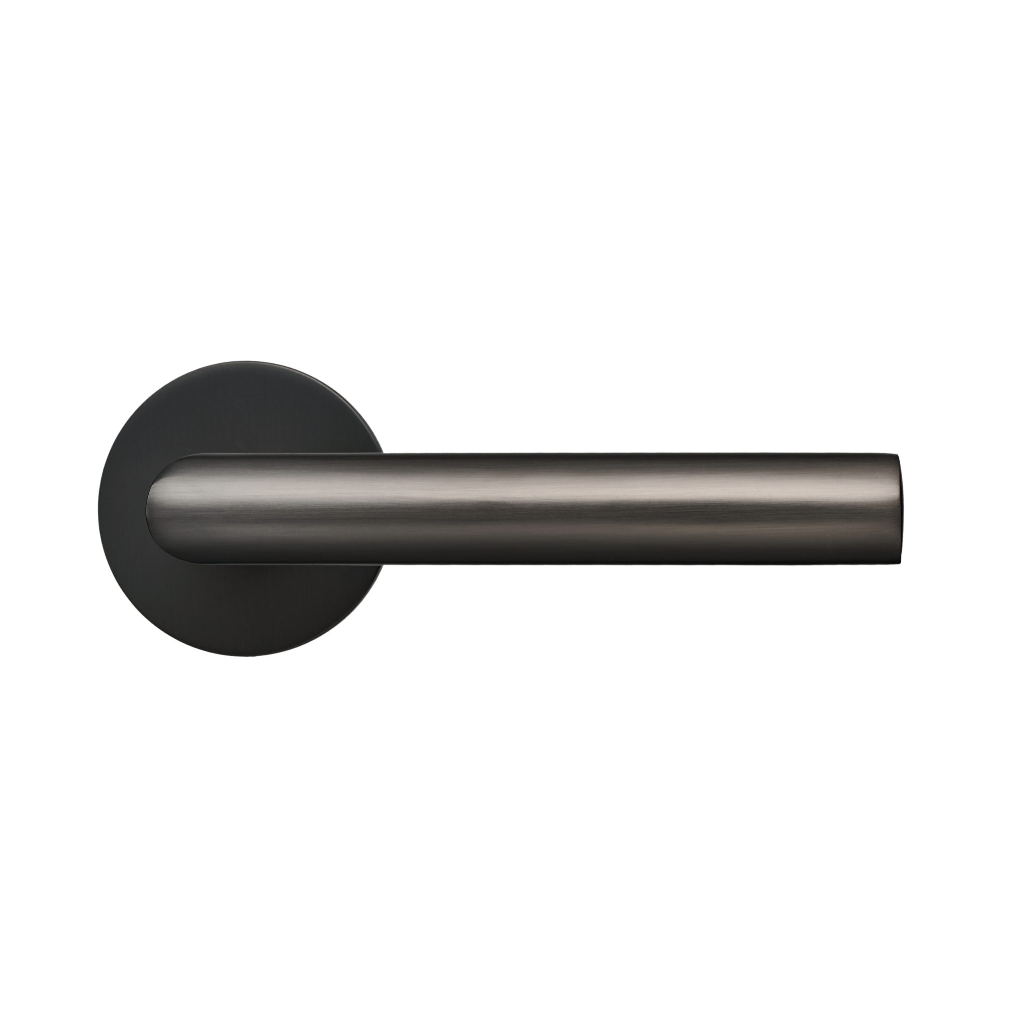 Gun metal Cosa deurklink 135 mm op geveerd rond rozet voor een stoer en modern accent 
