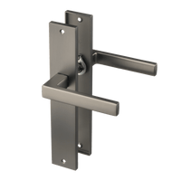 Blind gun metal Fano deurklink op lang schild 245 × 45 mm met 225 mm schroefafstand voor industriële woonkamerdeur 

